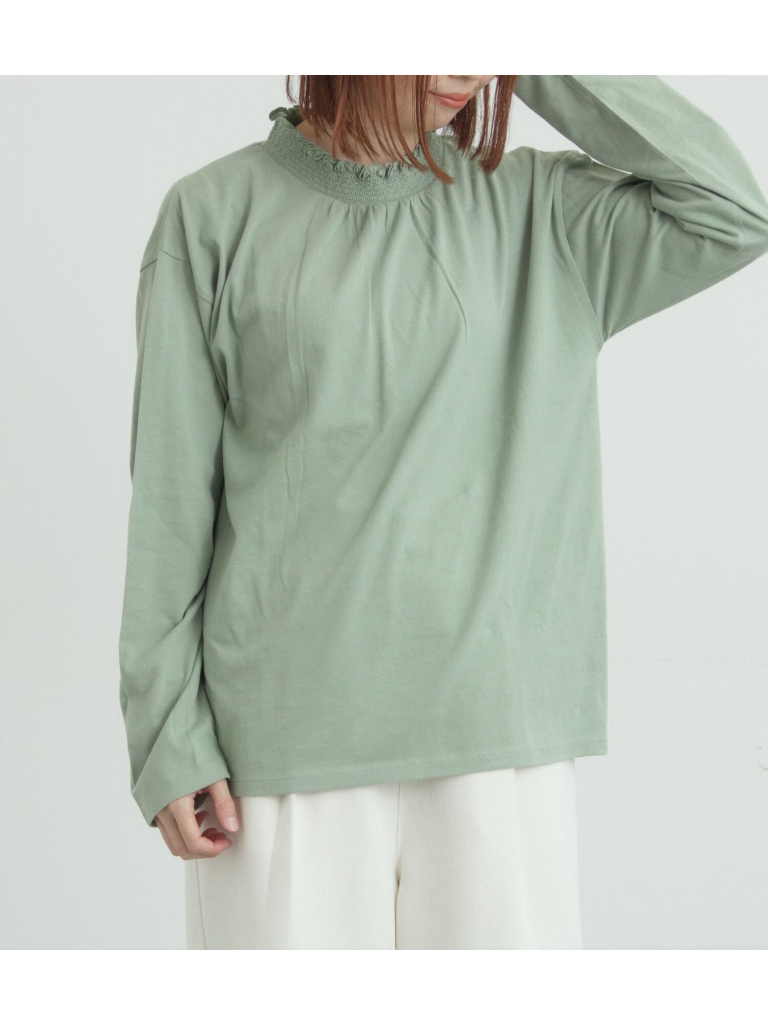 【サマンサモスモス/Samansa Mos2】の【吸湿発熱】襟スモッキングカットソー インテリア・キッズ・メンズ・レディースファッション・服の通販 founy(ファニー) ファッション Fashion レディースファッション Fashion for Women トップス・カットソー Cut & Sew Tops カットソー・ベーシックTシャツ Cut-and-Sewn Tops / Stretch Tees & Basics インナー Innerwear カットソー Cut and Sewn Top カーディガン Cardigan, Knitwear リラックス Relax, Relaxed Fit ミント|ID: prp329100004794710 ipo3291000000034788702