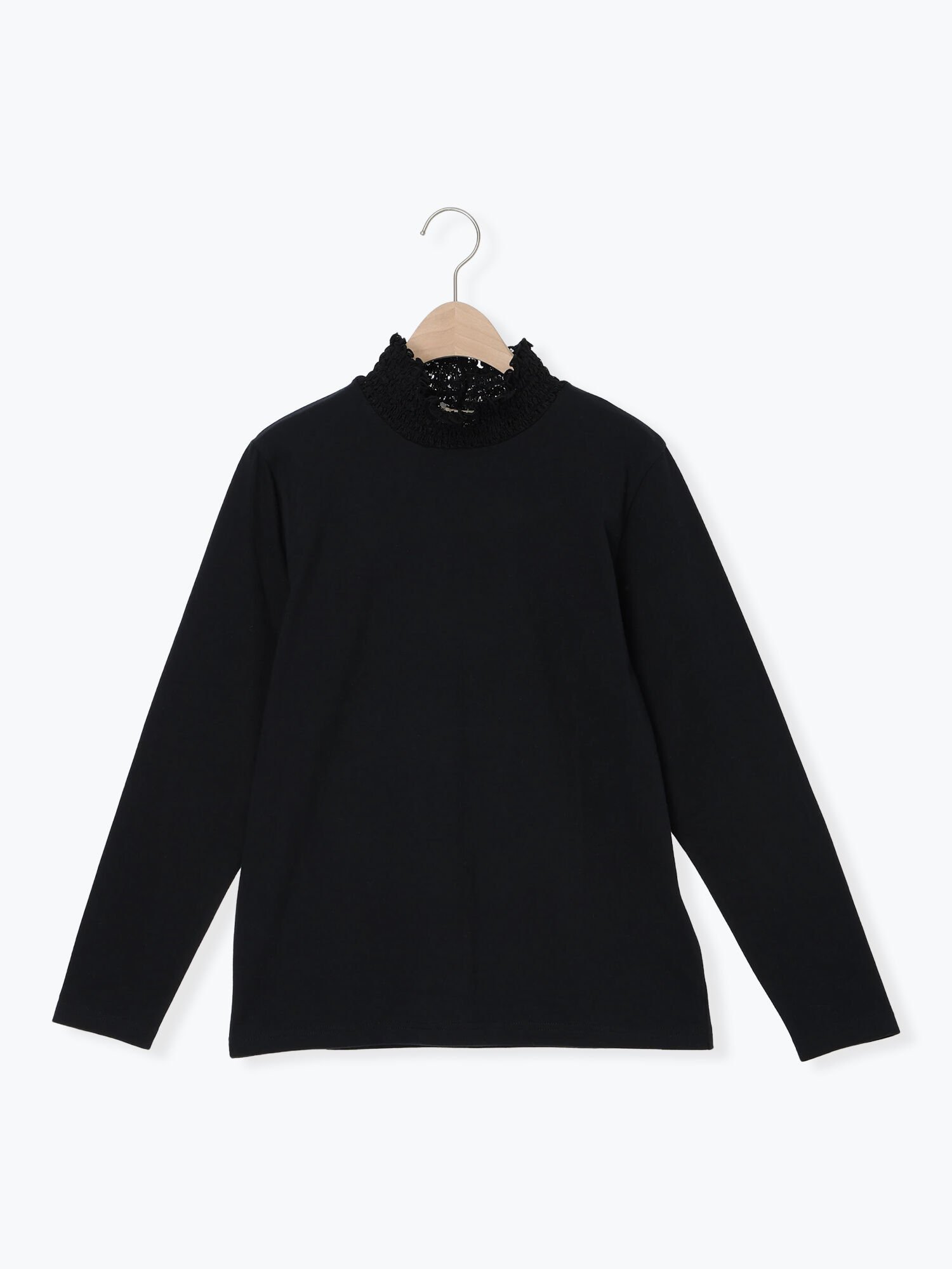 【サマンサモスモス/Samansa Mos2】の【吸湿発熱】襟レースシャーリングカットソー インテリア・キッズ・メンズ・レディースファッション・服の通販 founy(ファニー) ファッション Fashion レディースファッション Fashion for Women トップス・カットソー Cut & Sew Tops カットソー・ベーシックTシャツ Cut-and-Sewn Tops / Stretch Tees & Basics インナー Innerwear カットソー Cut and Sewn Top シャーリング Shirring, Ruched レース Lace, Lace Fabric エレガント 上品 Elegant ブラック|ID: prp329100004794712 ipo3291000000034788721