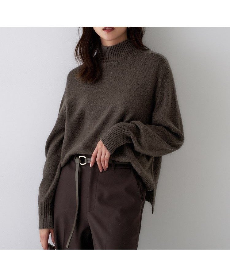 【アンタイトル/UNTITLED】の【8色展開/洗える】ウールカシミヤ ハイネックニット インテリア・キッズ・メンズ・レディースファッション・服の通販 founy(ファニー) 　ファッション　Fashion　レディースファッション　Fashion for Women　トップス・カットソー　Cut & Sew Tops　ニット　Knit Tops & Sweaters　スマート　Smart, Elegant　スリット　Slit, Slit Detail　ハイネック　High Neck, Mock Neck　バランス　Balance, Style Balance　ブラウジング　Blouson Silhouette, Cinched Waist　ミックス　Mix, Mixed Style　ロング　Long, Long-Length　ワイド　Wide, Wide Fit　人気　Popular, Best Seller　定番　Standard, Basic Item　洗える　Machine Washable　ブラウン|ID: prp329100004794721 ipo3291000000034788790