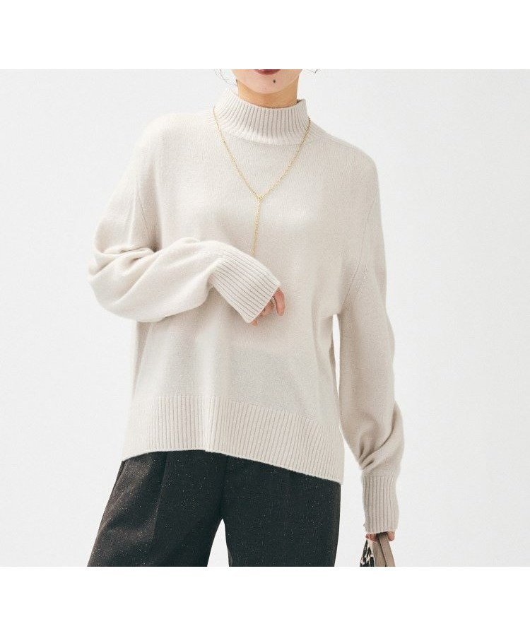 【アンタイトル/UNTITLED】の【8色展開/洗える】ウールカシミヤ ハイネックニット インテリア・キッズ・メンズ・レディースファッション・服の通販 founy(ファニー) 　ファッション　Fashion　レディースファッション　Fashion for Women　トップス・カットソー　Cut & Sew Tops　ニット　Knit Tops & Sweaters　スマート　Smart, Elegant　スリット　Slit, Slit Detail　ハイネック　High Neck, Mock Neck　バランス　Balance, Style Balance　ブラウジング　Blouson Silhouette, Cinched Waist　ミックス　Mix, Mixed Style　ロング　Long, Long-Length　ワイド　Wide, Wide Fit　人気　Popular, Best Seller　定番　Standard, Basic Item　洗える　Machine Washable　グレージュ|ID: prp329100004794721 ipo3291000000034788792