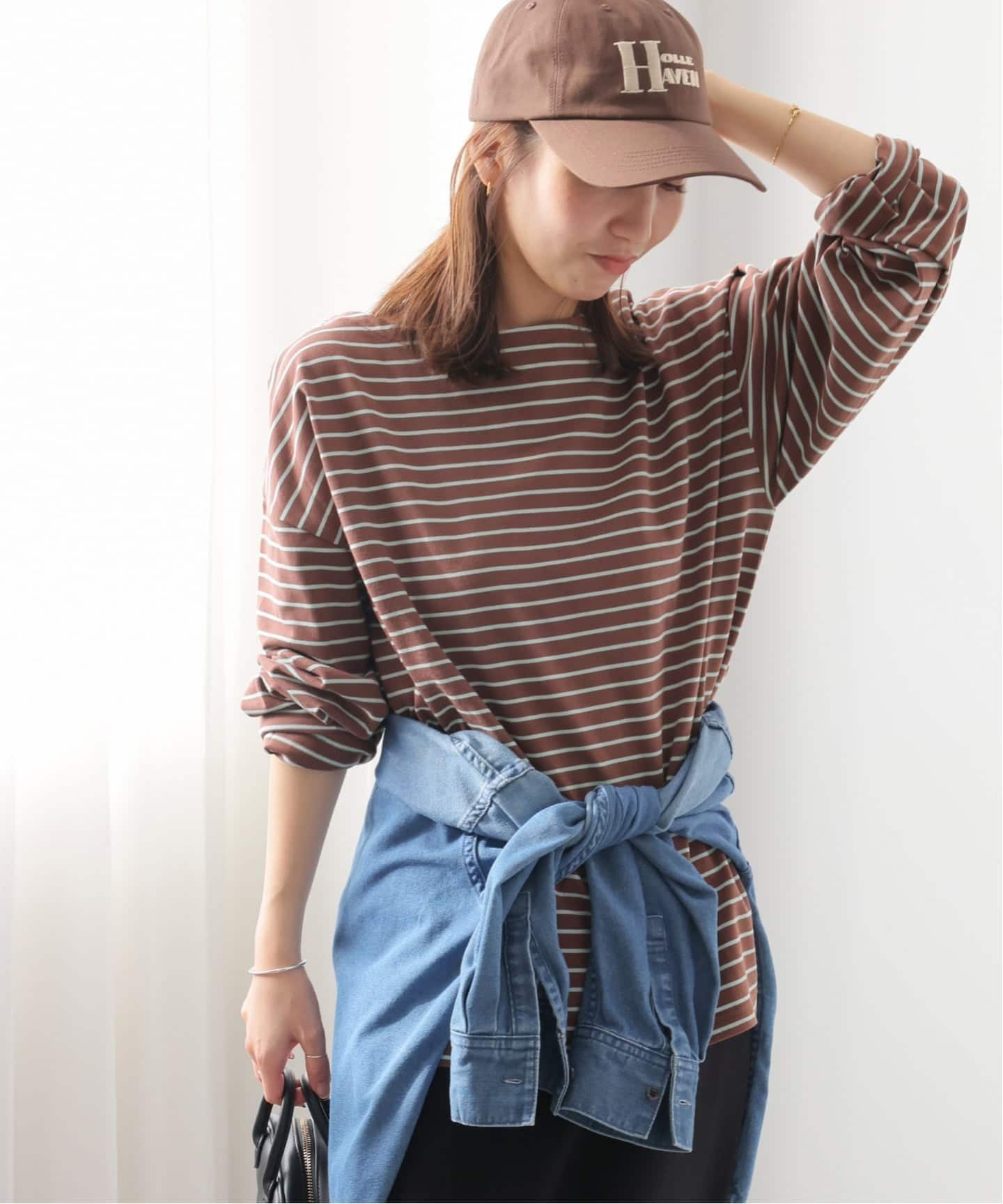 【ジャーナルスタンダード レリューム/JOURNAL STANDARD relume】のONE DAYロゴボーダープルオーバー インテリア・キッズ・メンズ・レディースファッション・服の通販 founy(ファニー) 　ファッション　Fashion　レディースファッション　Fashion for Women　トップス・カットソー　Cut & Sew Tops　カジュアルプルオーバー・ニットトップス　Pullovers & Knit Tops / Casual Pullovers　2026年　2026　キャップ　Cap, Baseball Cap　ボーダー　Border, Stripe　ワンポイント　One Point, Statement Accent　ブラウン|ID: prp329100004794757 ipo3291000000035174462