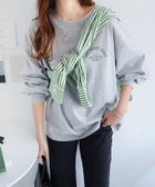 【アンドミー/andme】のロゴプリント ボリューム袖 コットン 長袖 Tシャツ グレー|ID: prp329100004794763 ipo3291000000034789138