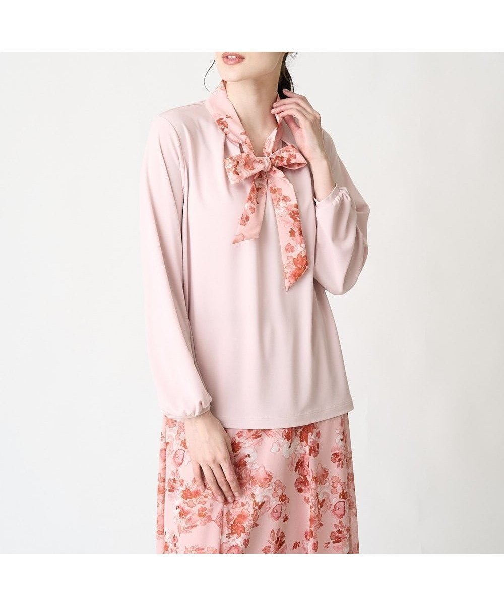 【クリスチャン オジャール/CHRISTIAN AUJARD】のプリントボウタイカットソー インテリア・キッズ・メンズ・レディースファッション・服の通販 founy(ファニー) 　ファッション　Fashion　レディースファッション　Fashion for Women　トップス・カットソー　Cut & Sew Tops　カットソー・ベーシックTシャツ　Cut-and-Sewn Tops / Stretch Tees & Basics　インナー　Innerwear　エレガント 上品　Elegant　シルク　Silk, 100% Silk　ジャケット　Jacket, Outerwear　セットアップ　Set-Up, Coordinated Outfit　ドッキング　Docking, Mixed Material　ドレープ　Drape, Draping Fabric　プリント　Print, Printed Pattern　リボン　Ribbon, Bow　ロング　Long, Long-Length　おすすめ　Recommended / Our Picks　ピンク系|ID: prp329100004794768 ipo3291000000034789193