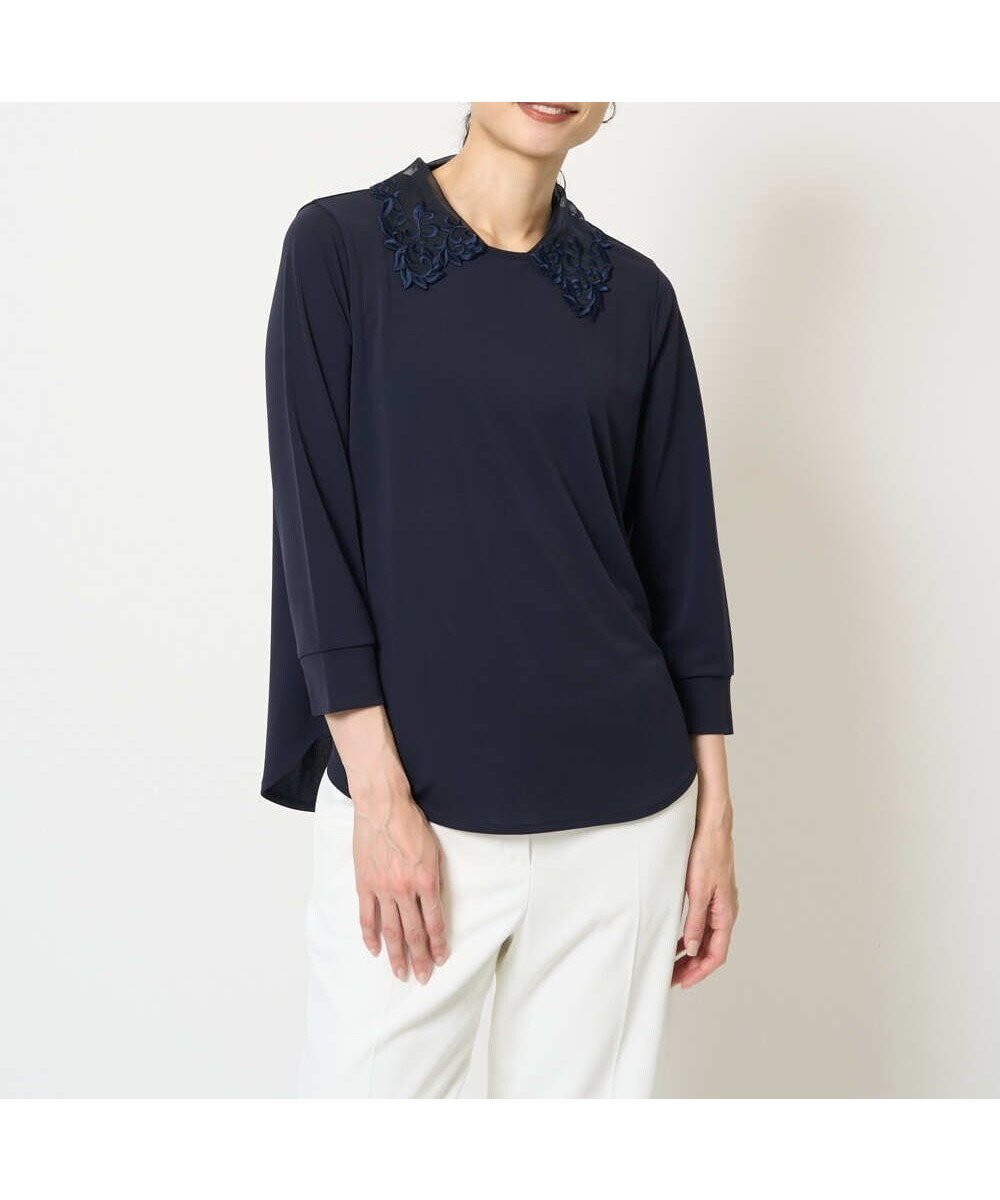 【クリスチャン オジャール/CHRISTIAN AUJARD】の衿着脱可能 プルオーバーカットソー インテリア・キッズ・メンズ・レディースファッション・服の通販 founy(ファニー) ファッション Fashion レディースファッション Fashion for Women トップス・カットソー Cut & Sew Tops カジュアルプルオーバー・ニットトップス Pullovers & Knit Tops / Casual Pullovers カットソー・ベーシックTシャツ Cut-and-Sewn Tops / Stretch Tees & Basics インナー Innerwear オーガンジー Organza Fabric カットソー Cut and Sewn Top シンプル Simple, Minimal ジャケット Jacket, Outerwear ドレープ Drape, Draping Fabric ベスト Vest, Waistcoat ボトム Bottoms, Lower Wear ラウンド Round, Round Neck おすすめ Recommended / Our Picks エレガント 上品 Elegant ネイビー|ID: prp329100004794770 ipo3291000000034789211