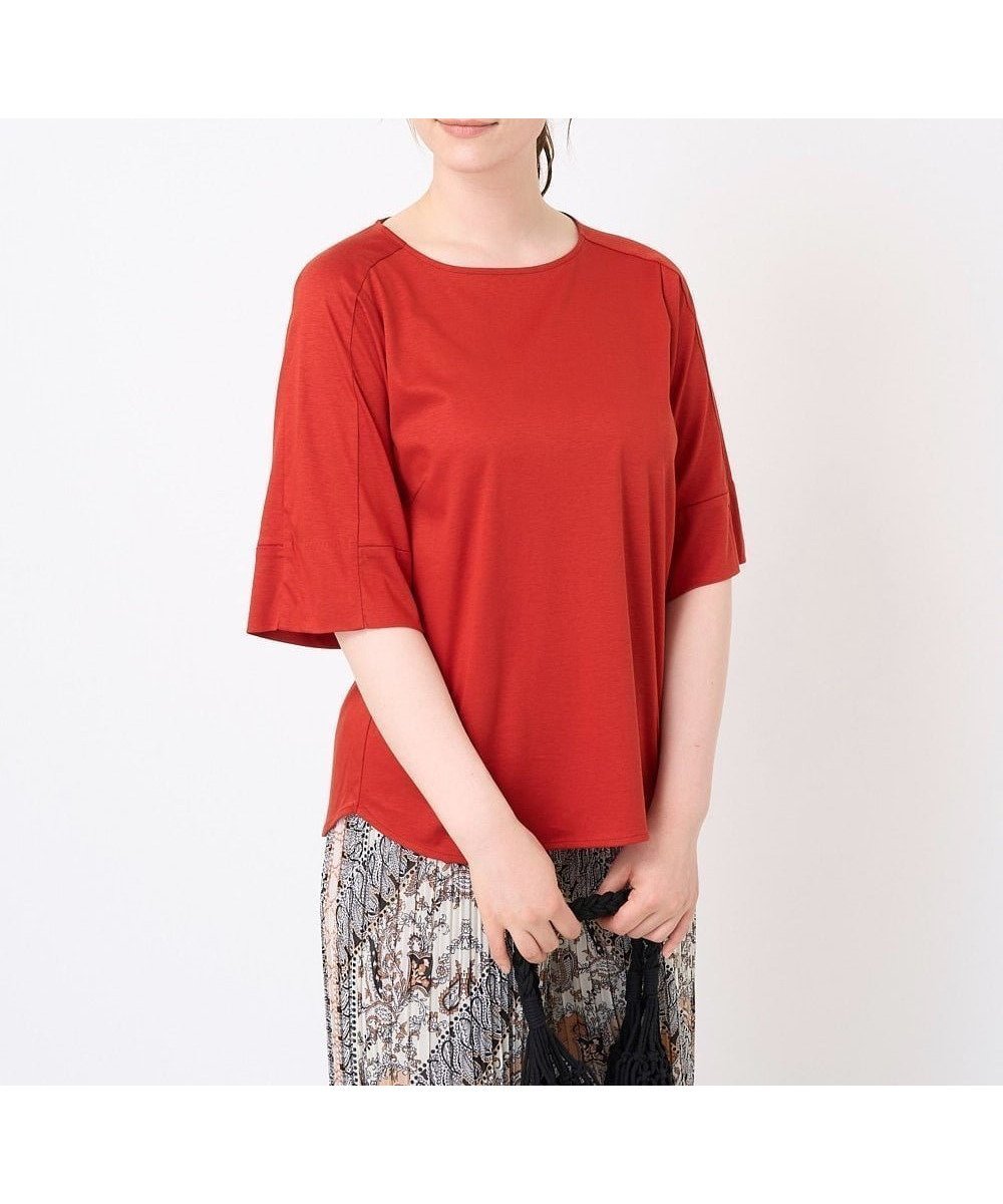【クリスチャン オジャール/CHRISTIAN AUJARD】のボートネックカットソー インテリア・キッズ・メンズ・レディースファッション・服の通販 founy(ファニー) 　ファッション　Fashion　レディースファッション　Fashion for Women　トップス・カットソー　Cut & Sew Tops　カットソー・ベーシックTシャツ　Cut-and-Sewn Tops / Stretch Tees & Basics　シンプル　Simple, Minimal　デコルテ　Décolleté, Neckline　手描き　Hand-Drawn, Illustrated　パターン　Pattern, Design Print　プリント　Print, Printed Pattern　おすすめ　Recommended / Our Picks　エレガント 上品　Elegant　レッド|ID: prp329100004794776 ipo3291000000034789251