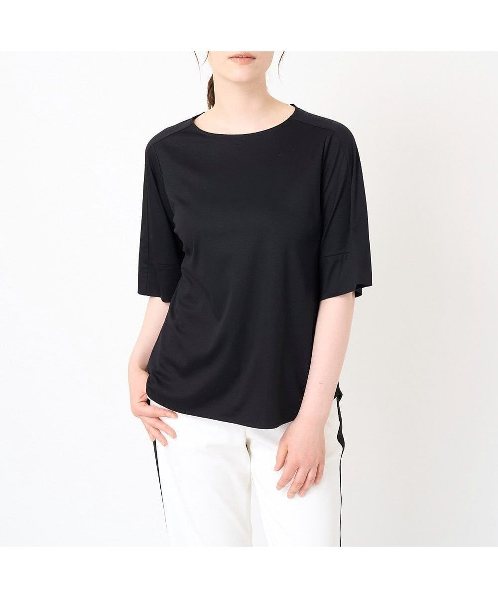 【クリスチャン オジャール/CHRISTIAN AUJARD】のボートネックカットソー インテリア・キッズ・メンズ・レディースファッション・服の通販 founy(ファニー) 　ファッション　Fashion　レディースファッション　Fashion for Women　トップス・カットソー　Cut & Sew Tops　カットソー・ベーシックTシャツ　Cut-and-Sewn Tops / Stretch Tees & Basics　シンプル　Simple, Minimal　デコルテ　Décolleté, Neckline　手描き　Hand-Drawn, Illustrated　パターン　Pattern, Design Print　プリント　Print, Printed Pattern　おすすめ　Recommended / Our Picks　エレガント 上品　Elegant　ブラック|ID: prp329100004794776 ipo3291000000034789252