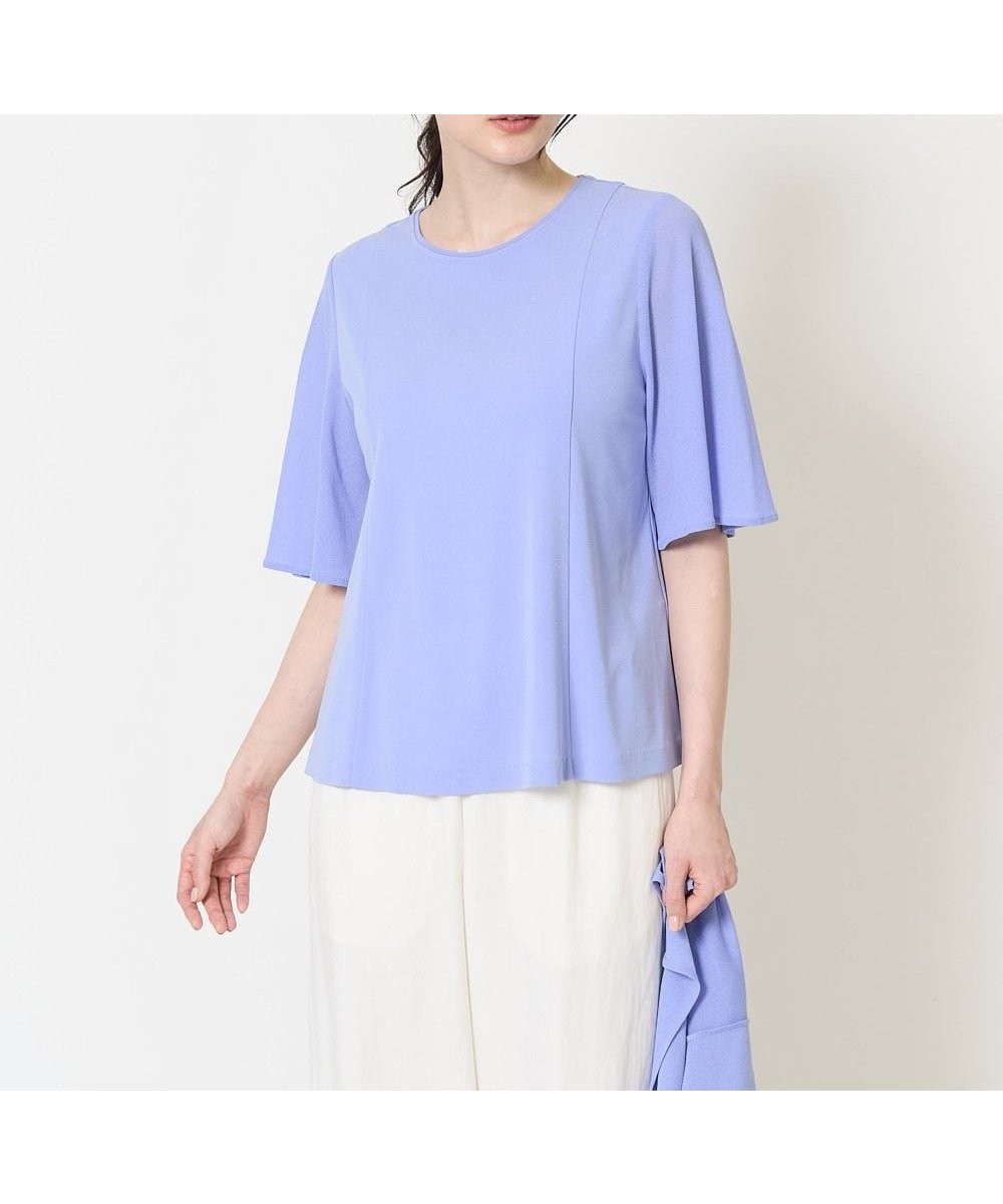 【クリスチャン オジャール/CHRISTIAN AUJARD】の接触冷感・吸汗速乾/アンサンブル対応 フレアスリーブカットソー インテリア・キッズ・メンズ・レディースファッション・服の通販 founy(ファニー) 　ファッション　Fashion　レディースファッション　Fashion for Women　トップス・カットソー　Cut & Sew Tops　アンサンブルニット　Knit Ensembles & Twin Sets　カットソー・ベーシックTシャツ　Cut-and-Sewn Tops / Stretch Tees & Basics　アンサンブル　Ensemble Set　エレガント 上品　Elegant　洗える　Machine Washable　カットソー　Cut and Sewn Top　ボトム　Bottoms, Lower Wear　おすすめ　Recommended / Our Picks　ブルー|ID: prp329100004794779 ipo3291000000034789275