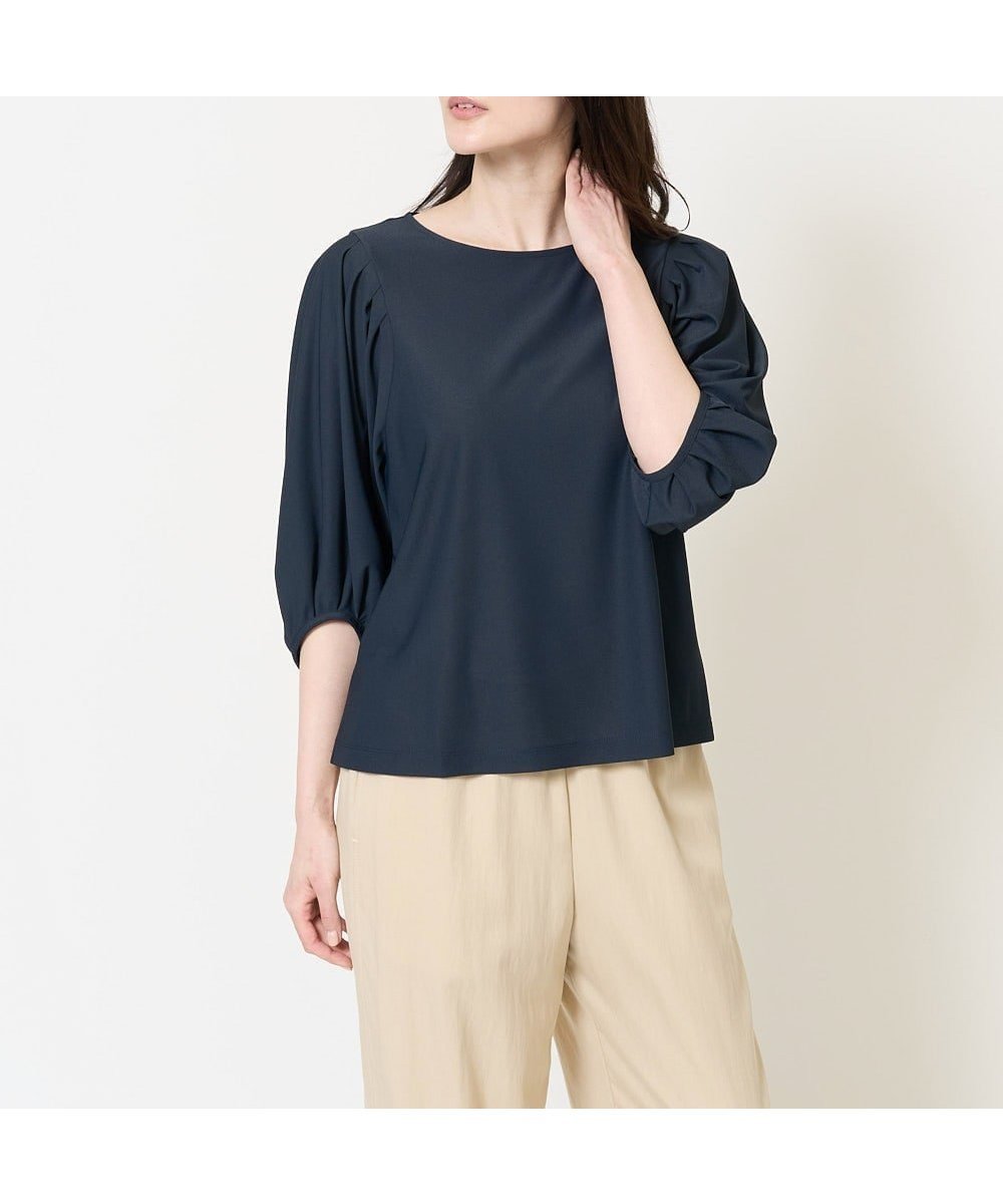 【クリスチャン オジャール/CHRISTIAN AUJARD】の袖コンシャスカットソー インテリア・キッズ・メンズ・レディースファッション・服の通販 founy(ファニー) ファッション Fashion レディースファッション Fashion for Women トップス・カットソー Cut & Sew Tops カットソー・ベーシックTシャツ Cut-and-Sewn Tops / Stretch Tees & Basics おすすめ Recommended / Our Picks カッティング Cutting Detail カットソー Cut and Sewn Top コンシャス Conscious, Bodycon シンプル Simple, Minimal デコルテ Décolleté, Neckline バランス Balance, Style Balance フェイス Face, Facial Design ベーシック Basic, Essential 夏 Summer 洗える Machine Washable ネイビー|ID: prp329100004794781 ipo3291000000034789282