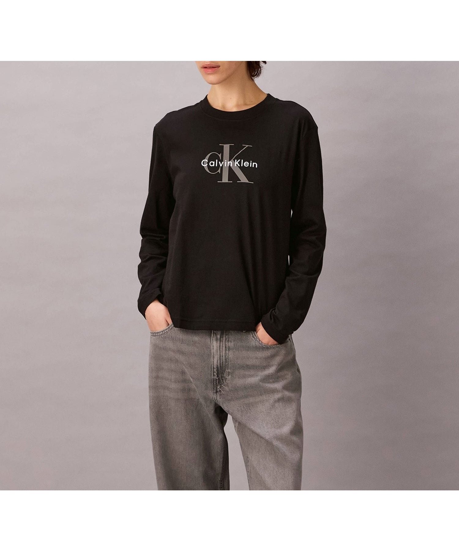 【カルバンクライン/Calvin Klein】の【公式ショップ】 カルバンクライン 長袖Tシャツ - モノグラムロゴクルーネックロングスリーブカットソー Calvin Klein Jeans 47E898G 人気、トレンドファッション・服の通販 founy(ファニー) 　ファッション　Fashion　レディースファッション　Fashion for Women　トップス・カットソー　Cut & Sew Tops　シャツ・ブラウス・オフィスカジュアル　Elegant Blouses & Button-Ups　ロングTシャツ・Tシャツ　Longline T-Shirts & Tees　カットソー・ベーシックTシャツ　Cut-and-Sewn Tops / Stretch Tees & Basics　デニム　Denim, Jeans Material　フィット　Fit, Slim Fit　モダン　Modern, Contemporary　モノトーン　Monotone, Black and White　長袖　Long Sleeve, Full Sleeve　 other-1|ID: prp329100004794797 ipo3291000000035158414