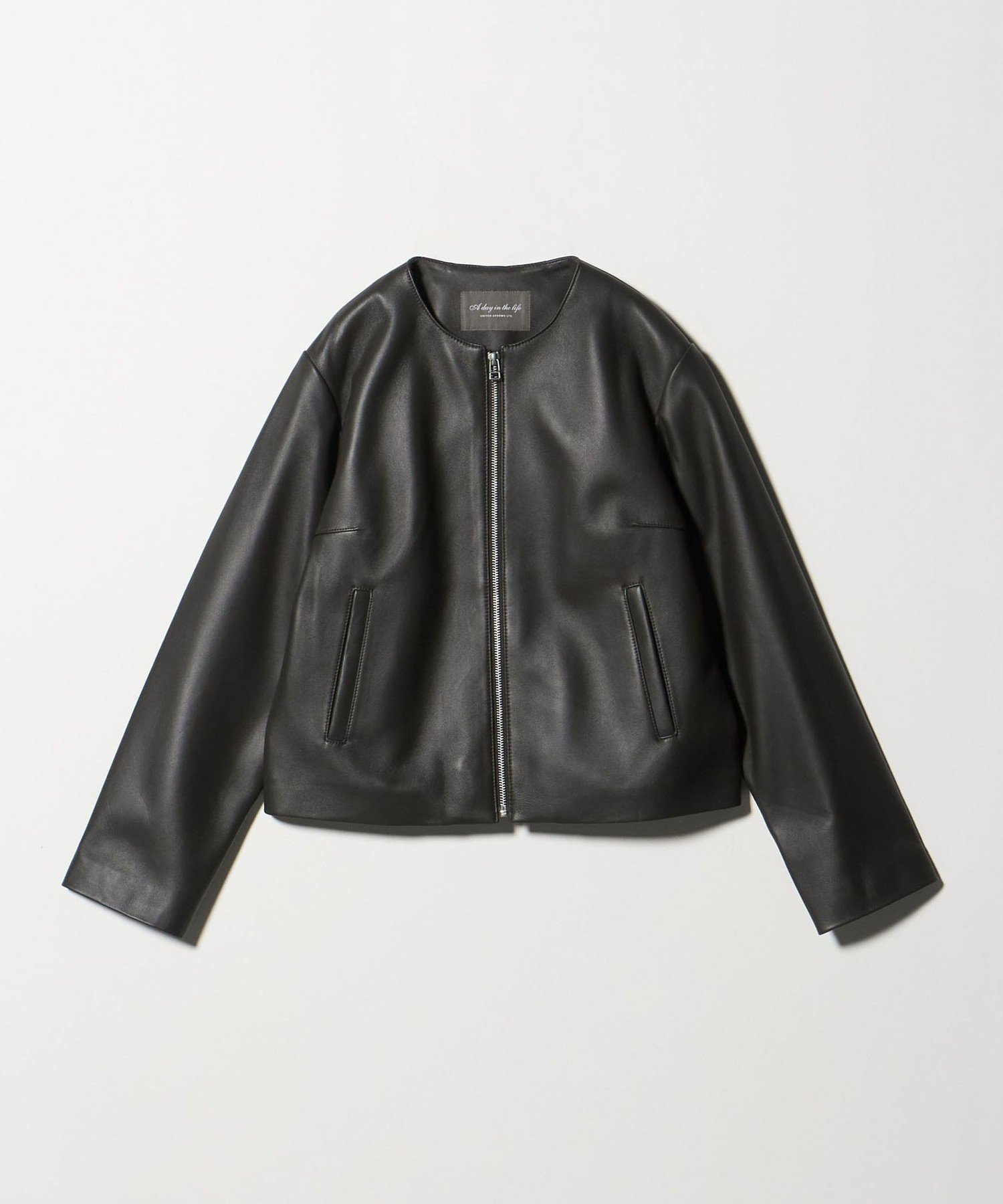 【ユナイテッドアローズ/UNITED ARROWS】のラムレザー ノーカラーブルゾン A DAY IN THE LIFE インテリア・キッズ・メンズ・レディースファッション・服の通販 founy(ファニー) 　ファッション　Fashion　レディースファッション　Fashion for Women　アウター　Coat / Outerwear Collection　ブルゾンジャケット・スポーティアウター　Blouson Jackets　インナー　Innerwear　コンパクト　Compact, Small Size　シンプル　Simple, Minimal　デニム　Denim, Jeans Material　トレンド　Trend, Trending Now　バランス　Balance, Style Balance　フェミニン　Feminine, Girly　ブルゾン　Blouson, Bomber Jacket　ロング　Long, Long-Length　アウトレット　Outlet / Clearance　おすすめ　Recommended / Our Picks　エレガント 上品　Elegant　ビジネス 仕事 通勤　Business / Work / Commuting　DK.GRAY|ID: prp329100004794814 ipo3291000000034789462