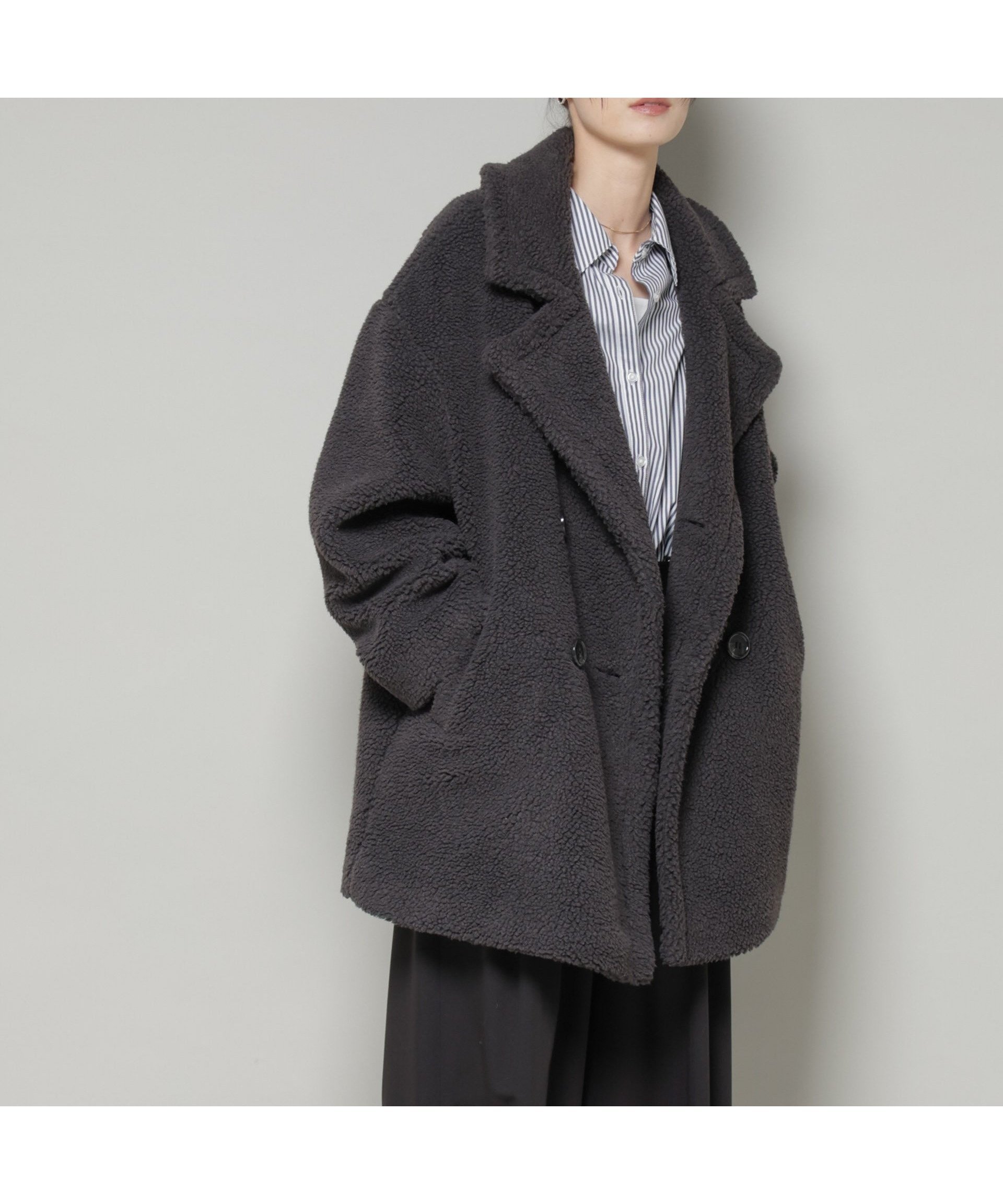 【ナノ ユニバース/nano universe】のボアワイドダブルボタンコート インテリア・キッズ・メンズ・レディースファッション・服の通販 founy(ファニー) 　ファッション　Fashion　レディースファッション　Fashion for Women　アウター　Coat / Outerwear Collection　コート・ロングコート・ピーコート　Long Coats, Peacoats & More　ウォッシャブル　Machine Washable　ミドル　Middle Length, Mid Height　モコモコ　Fuzzy, Fluffy　リラックス　Relax, Relaxed Fit　ワイド　Wide, Wide Fit　アウトレット　Outlet / Clearance　エレガント 上品　Elegant　2025年　2025　2025-2026秋冬・A/W　Autumn/Winter 2025–26 AW25–26　チャコール3|ID: prp329100004794815 ipo3291000000034789473