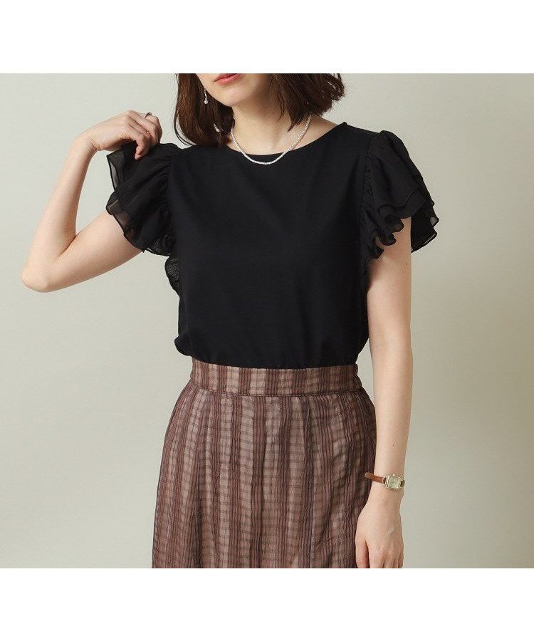 【イッツデモ/ITS' DEMO】の【通勤/手洗い可】袖フリルプルオーバー 人気、トレンドファッション・服の通販 founy(ファニー) 　ファッション　Fashion　レディースファッション　Fashion for Women　トップス・カットソー　Cut & Sew Tops　カジュアルプルオーバー・ニットトップス　Pullovers & Knit Tops / Casual Pullovers　コンパクト　Compact, Small Size　シアー　Sheer, See-Through　シフォン　Chiffon, Lightweight Fabric　シルケット　Silket, Silky Cotton　スマート　Smart, Elegant　フリル　Frill, Ruffle　秋　Autumn　ビジネス 仕事 通勤　Business / Work / Commuting　 other-1|ID: prp329100004794817 ipo3291000000034789490