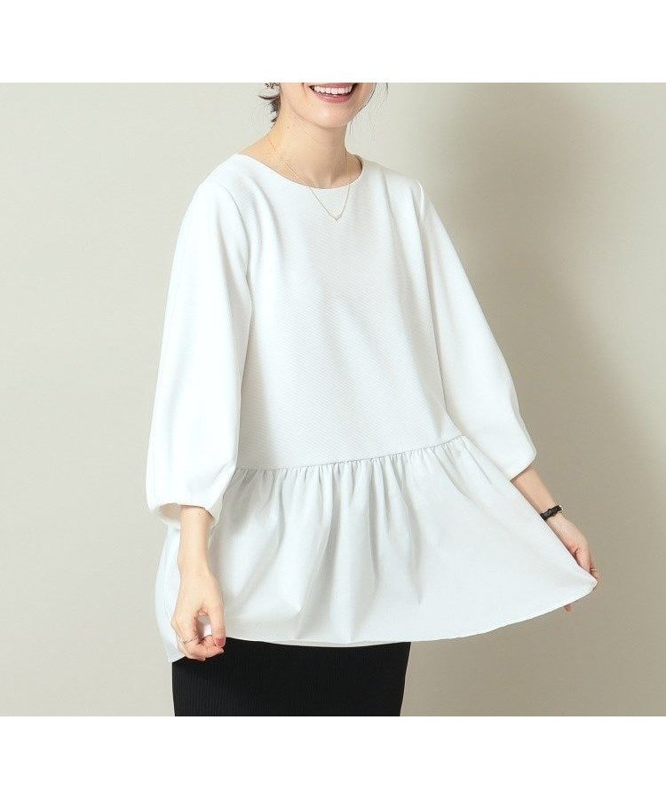 【イッツデモ/ITS' DEMO】の【マシンウォッシャブル/通勤】リップル切替プルオーバー インテリア・キッズ・メンズ・レディースファッション・服の通販 founy(ファニー) 　ファッション　Fashion　レディースファッション　Fashion for Women　トップス・カットソー　Cut & Sew Tops　カジュアルプルオーバー・ニットトップス　Pullovers & Knit Tops / Casual Pullovers　スマート　Smart, Elegant　トレンド　Trend, Trending Now　パール　Pearl, Pearl Accent　フォルム　Silhouette, Form　切替　Switching, Contrast Panel　ビジネス 仕事 通勤　Business / Work / Commuting　オフホワイト|ID: prp329100004794826 ipo3291000000034789549