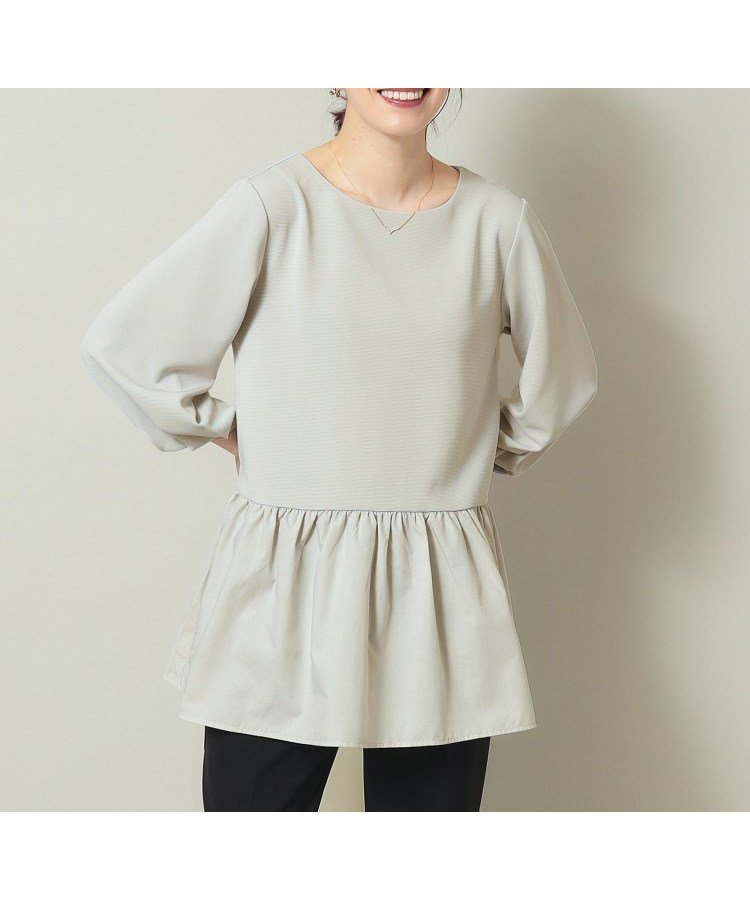 【イッツデモ/ITS' DEMO】の【マシンウォッシャブル/通勤】リップル切替プルオーバー インテリア・キッズ・メンズ・レディースファッション・服の通販 founy(ファニー) 　ファッション　Fashion　レディースファッション　Fashion for Women　トップス・カットソー　Cut & Sew Tops　カジュアルプルオーバー・ニットトップス　Pullovers & Knit Tops / Casual Pullovers　スマート　Smart, Elegant　トレンド　Trend, Trending Now　パール　Pearl, Pearl Accent　フォルム　Silhouette, Form　切替　Switching, Contrast Panel　ビジネス 仕事 通勤　Business / Work / Commuting　ライトグレー|ID: prp329100004794826 ipo3291000000034789550