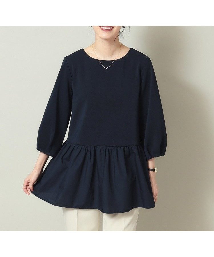 【イッツデモ/ITS' DEMO】の【マシンウォッシャブル/通勤】リップル切替プルオーバー インテリア・キッズ・メンズ・レディースファッション・服の通販 founy(ファニー) 　ファッション　Fashion　レディースファッション　Fashion for Women　トップス・カットソー　Cut & Sew Tops　カジュアルプルオーバー・ニットトップス　Pullovers & Knit Tops / Casual Pullovers　スマート　Smart, Elegant　トレンド　Trend, Trending Now　パール　Pearl, Pearl Accent　フォルム　Silhouette, Form　切替　Switching, Contrast Panel　ビジネス 仕事 通勤　Business / Work / Commuting　ネイビー|ID: prp329100004794826 ipo3291000000034789553