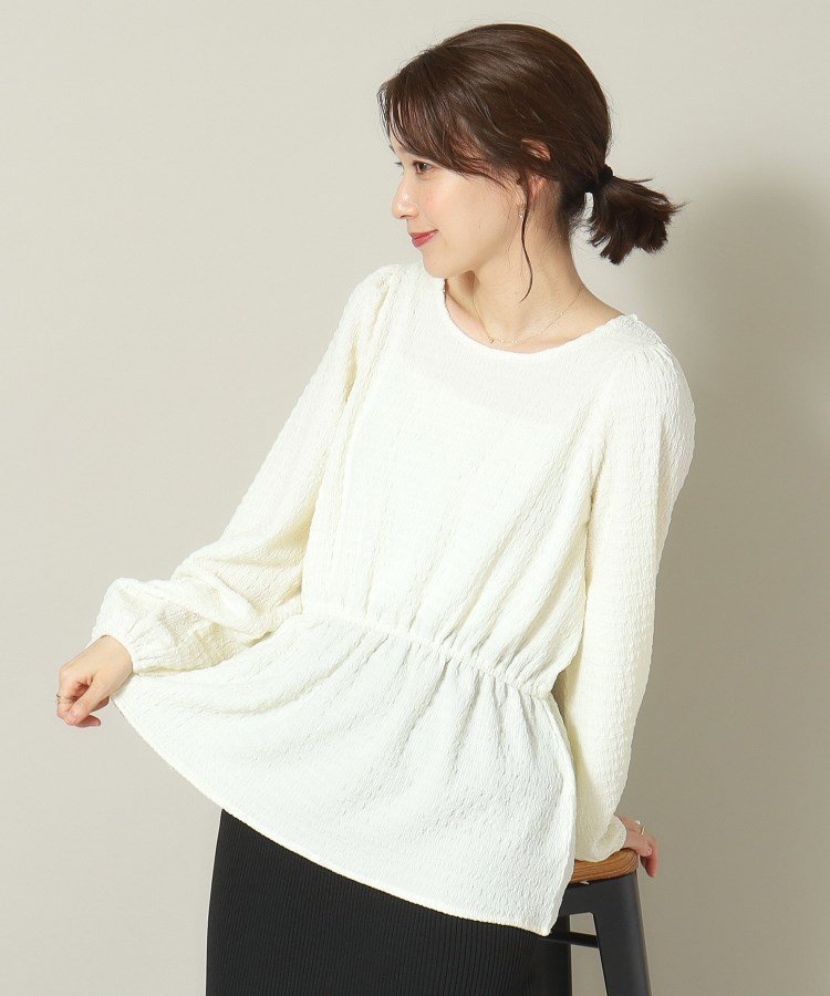 【イッツデモ/ITS' DEMO】の【手洗い可】ふくれジャカードペプラムプルオーバー インテリア・キッズ・メンズ・レディースファッション・服の通販 founy(ファニー) 　ファッション　Fashion　レディースファッション　Fashion for Women　トップス・カットソー　Cut & Sew Tops　カジュアルプルオーバー・ニットトップス　Pullovers & Knit Tops / Casual Pullovers　おすすめ　Recommended / Our Picks　ジャカード／ジャガード　Jacquard, Woven Pattern　スマート　Smart, Elegant　トレンド　Trend, Trending Now　ペプラム　Peplum, Flared Hem　切替　Switching, Contrast Panel　アイボリー|ID: prp329100004794830 ipo3291000000034789566