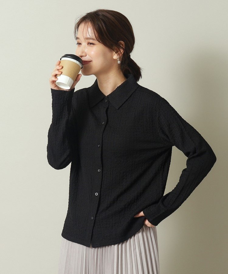 【イッツデモ/ITS' DEMO】の【羽織にも/手洗い可】前開きプルオーバー インテリア・キッズ・メンズ・レディースファッション・服の通販 founy(ファニー) 　ファッション　Fashion　レディースファッション　Fashion for Women　トップス・カットソー　Cut & Sew Tops　カジュアルプルオーバー・ニットトップス　Pullovers & Knit Tops / Casual Pullovers　おすすめ　Recommended / Our Picks　ジャカード／ジャガード　Jacquard, Woven Pattern　スマート　Smart, Elegant　マニッシュ　Mannish, Boyish　羽織　Haori, Light Jacket　ブラック|ID: prp329100004794831 ipo3291000000034789574