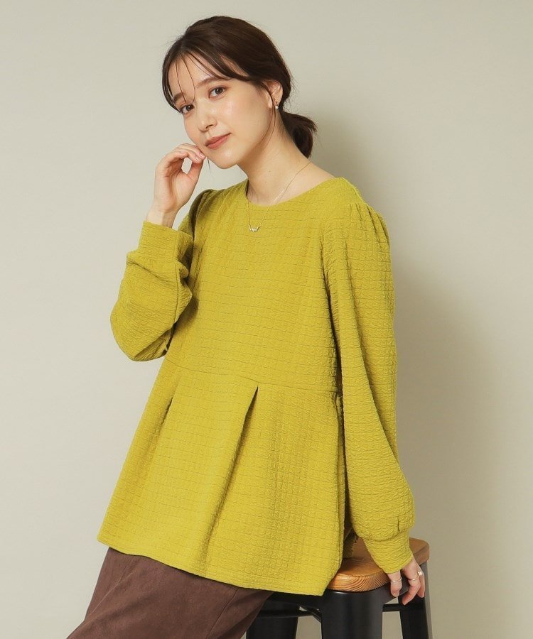 【イッツデモ/ITS' DEMO】の【通勤/手洗い可】ペプラムプルオーバー インテリア・キッズ・メンズ・レディースファッション・服の通販 founy(ファニー) 　ファッション　Fashion　レディースファッション　Fashion for Women　トップス・カットソー　Cut & Sew Tops　カジュアルプルオーバー・ニットトップス　Pullovers & Knit Tops / Casual Pullovers　おすすめ　Recommended / Our Picks　ジャカード／ジャガード　Jacquard, Woven Pattern　スマート　Smart, Elegant　トレンド　Trend, Trending Now　ペプラム　Peplum, Flared Hem　ボトム　Bottoms, Lower Wear　切替　Switching, Contrast Panel　秋　Autumn　ビジネス 仕事 通勤　Business / Work / Commuting　マスタード|ID: prp329100004794832 ipo3291000000034789580