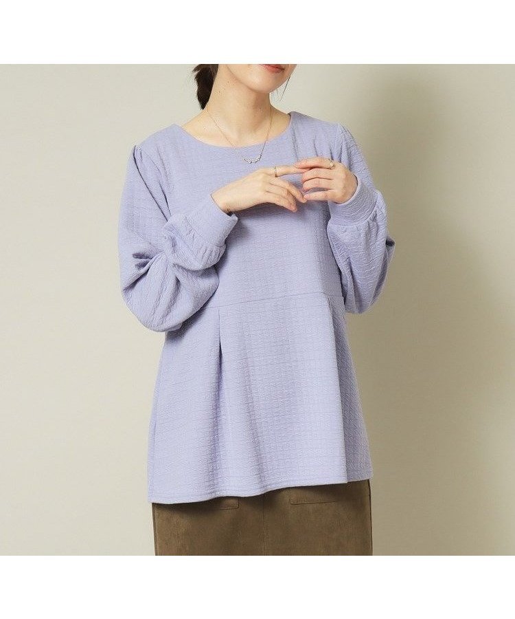 【イッツデモ/ITS' DEMO】の【通勤/手洗い可】ペプラムプルオーバー インテリア・キッズ・メンズ・レディースファッション・服の通販 founy(ファニー) 　ファッション　Fashion　レディースファッション　Fashion for Women　トップス・カットソー　Cut & Sew Tops　カジュアルプルオーバー・ニットトップス　Pullovers & Knit Tops / Casual Pullovers　おすすめ　Recommended / Our Picks　ジャカード／ジャガード　Jacquard, Woven Pattern　スマート　Smart, Elegant　トレンド　Trend, Trending Now　ペプラム　Peplum, Flared Hem　ボトム　Bottoms, Lower Wear　切替　Switching, Contrast Panel　秋　Autumn　ビジネス 仕事 通勤　Business / Work / Commuting　ブルー|ID: prp329100004794832 ipo3291000000034789581