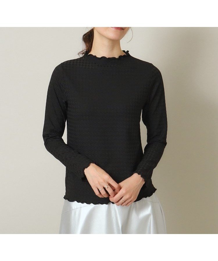 【イッツデモ/ITS' DEMO】の【伸縮性あり/レイヤードにも◎/手洗い可】千鳥ジャカードプルオーバー インテリア・キッズ・メンズ・レディースファッション・服の通販 founy(ファニー) 　ファッション　Fashion　レディースファッション　Fashion for Women　トップス・カットソー　Cut & Sew Tops　カジュアルプルオーバー・ニットトップス　Pullovers & Knit Tops / Casual Pullovers　インナー　Innerwear　ジャカード／ジャガード　Jacquard, Woven Pattern　スマート　Smart, Elegant　ボトルネック　Bottle Neck, Mock Neck　無地　Plain, Solid Color　ブラック|ID: prp329100004794833 ipo3291000000034789593