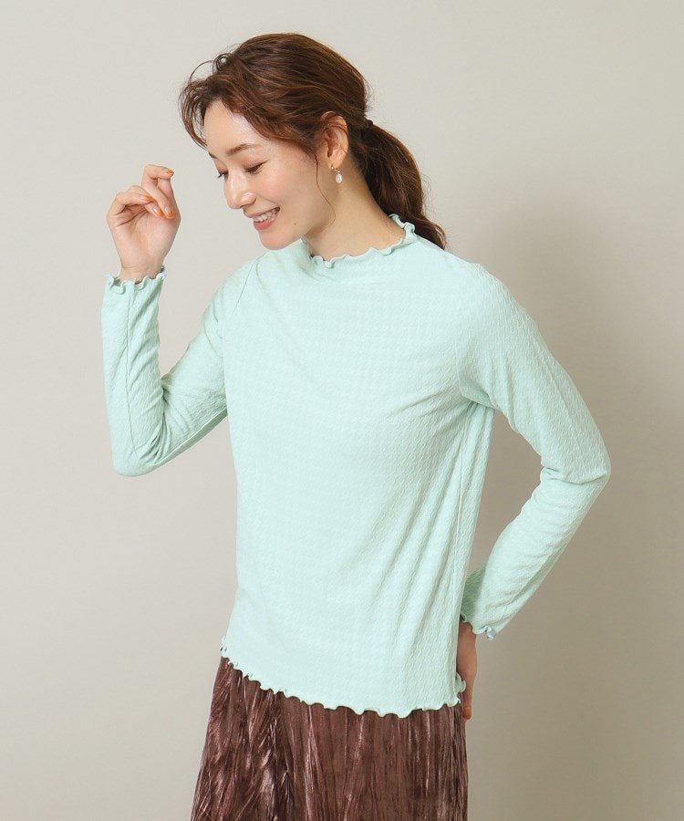 【イッツデモ/ITS' DEMO】の【伸縮性あり/レイヤードにも◎/手洗い可】千鳥ジャカードプルオーバー インテリア・キッズ・メンズ・レディースファッション・服の通販 founy(ファニー) 　ファッション　Fashion　レディースファッション　Fashion for Women　トップス・カットソー　Cut & Sew Tops　カジュアルプルオーバー・ニットトップス　Pullovers & Knit Tops / Casual Pullovers　インナー　Innerwear　ジャカード／ジャガード　Jacquard, Woven Pattern　スマート　Smart, Elegant　ボトルネック　Bottle Neck, Mock Neck　無地　Plain, Solid Color　サックスブルー|ID: prp329100004794833 ipo3291000000034789595