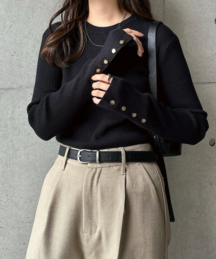 【アンドミー/andme】の金ボタン 長袖 リブ ニット トップス【無地/ボーダー】 インテリア・キッズ・メンズ・レディースファッション・服の通販 founy(ファニー) https://founy.com/ ファッション Fashion レディースファッション Fashion for Women トップス・カットソー Cut & Sew Tops ニット Knit Tops & Sweaters ストレッチ Stretch, Stretchy Fabric ベーシック Basic, Essential ボーダー Border, Stripe 無地 Plain, Solid Color 長袖 Long Sleeve, Full Sleeve |ID: prp329100004794835 ipo3291000000034789600