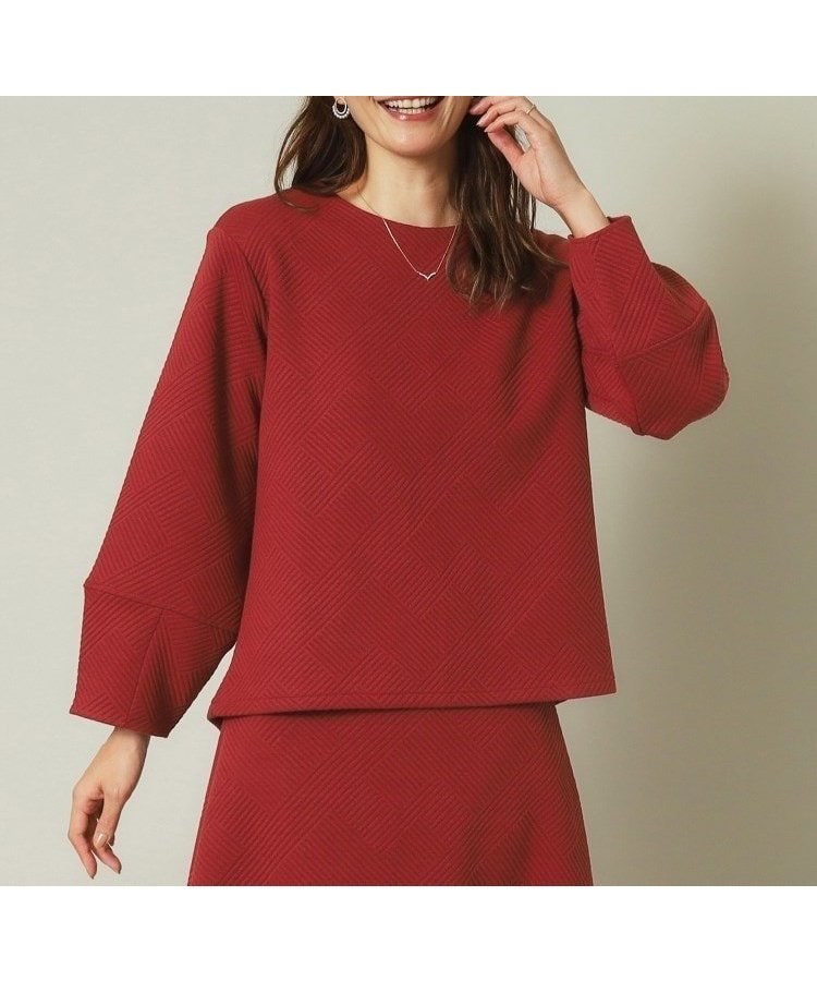 【イッツデモ/ITS' DEMO】の【セットアップ可/手洗い可】ふくれジャカードプルオーバー インテリア・キッズ・メンズ・レディースファッション・服の通販 founy(ファニー) 　ファッション　Fashion　レディースファッション　Fashion for Women　トップス・カットソー　Cut & Sew Tops　カジュアルプルオーバー・ニットトップス　Pullovers & Knit Tops / Casual Pullovers　ジャカード／ジャガード　Jacquard, Woven Pattern　スマート　Smart, Elegant　セットアップ　Set-Up, Coordinated Outfit　フォルム　Silhouette, Form　ボルドー|ID: prp329100004794836 ipo3291000000034789609