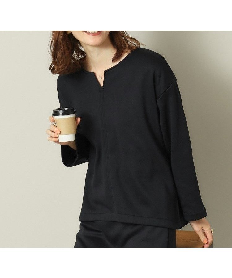 【イッツデモ/ITS' DEMO】の【手洗い可】裏起毛キーネックプルオーバー インテリア・キッズ・メンズ・レディースファッション・服の通販 founy(ファニー) 　ファッション　Fashion　レディースファッション　Fashion for Women　トップス・カットソー　Cut & Sew Tops　カジュアルプルオーバー・ニットトップス　Pullovers & Knit Tops / Casual Pullovers　おすすめ　Recommended / Our Picks　スマート　Smart, Elegant　フラット　Flat, Flat Shoes　ボンディング　Bonding, Bonded Fabric　ブラック|ID: prp329100004794841 ipo3291000000034789646