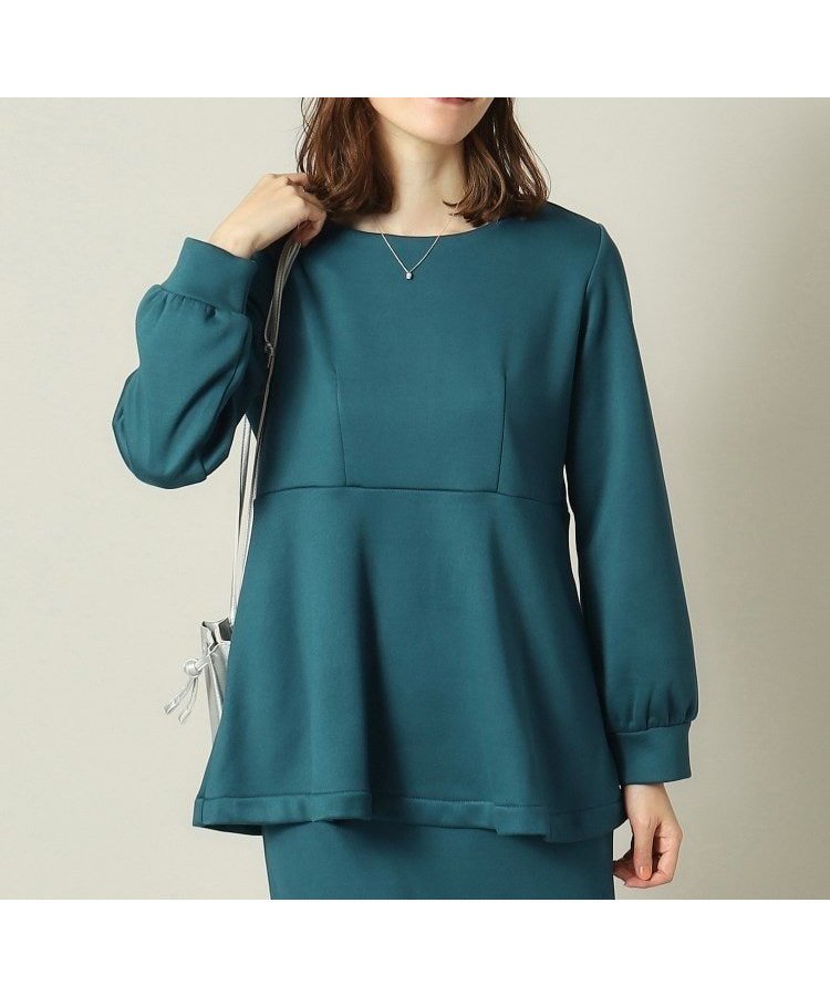 【イッツデモ/ITS' DEMO】の【手洗い可】裏起毛ペプラムプルオーバー インテリア・キッズ・メンズ・レディースファッション・服の通販 founy(ファニー) 　ファッション　Fashion　レディースファッション　Fashion for Women　トップス・カットソー　Cut & Sew Tops　カジュアルプルオーバー・ニットトップス　Pullovers & Knit Tops / Casual Pullovers　おすすめ　Recommended / Our Picks　カフス　Cuff Design　スマート　Smart, Elegant　タイトスカート　Pencil Skirt, Tight Skirt　トレンド　Trend, Trending Now　フラット　Flat, Flat Shoes　ペプラム　Peplum, Flared Hem　ボトム　Bottoms, Lower Wear　ボンディング　Bonding, Bonded Fabric　ブルーグリーン|ID: prp329100004794844 ipo3291000000034789663