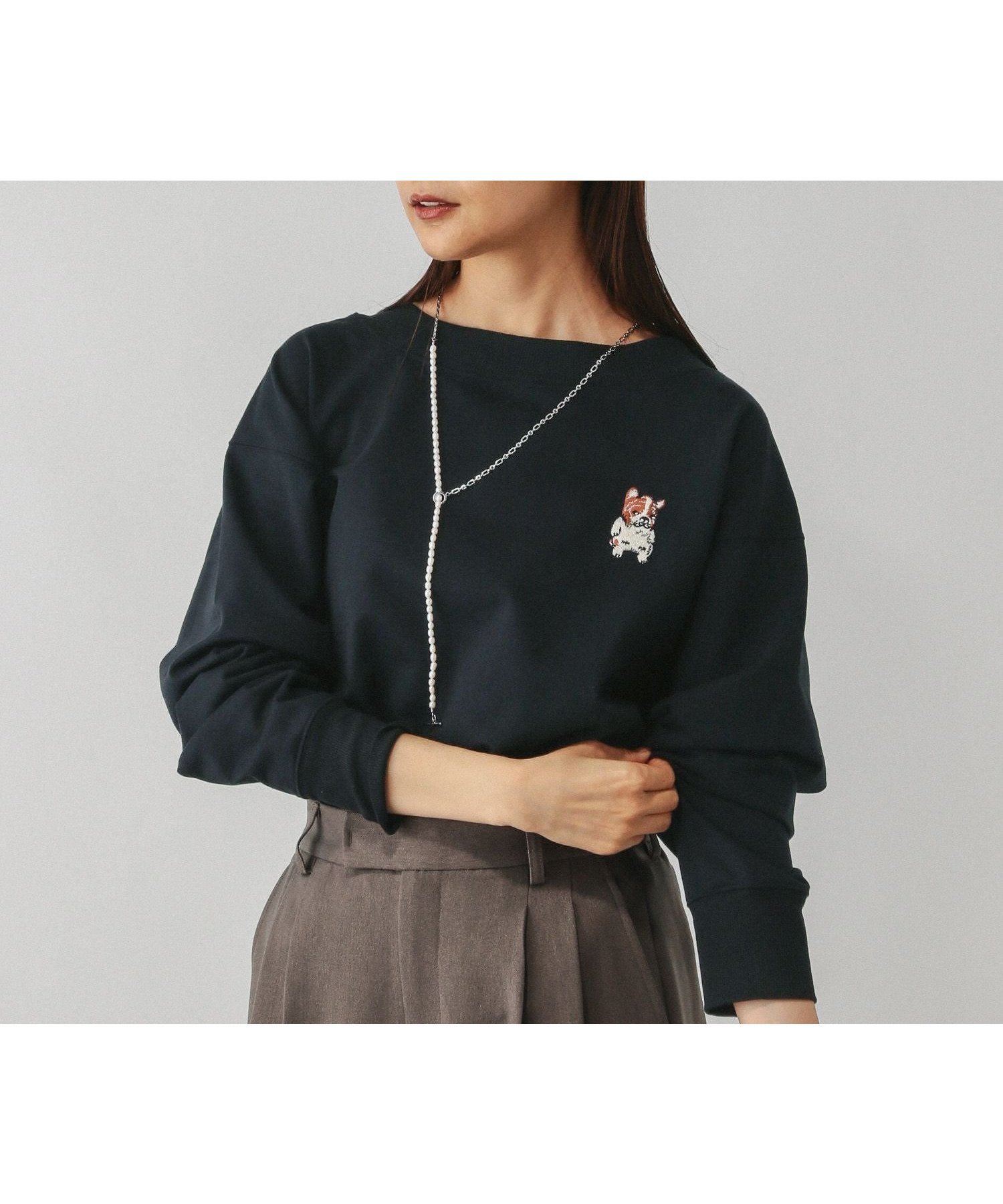 【グローバルワーク/GLOBAL WORK】の乾きやすいミニ裏毛プリントプルオーバー/580943 インテリア・キッズ・メンズ・レディースファッション・服の通販 founy(ファニー) 　ファッション　Fashion　レディースファッション　Fashion for Women　トップス・カットソー　Cut & Sew Tops　カジュアルプルオーバー・ニットトップス　Pullovers & Knit Tops / Casual Pullovers　おすすめ　Recommended / Our Picks　スウェット / スエット　Sweatshirt, Sweatwear　バランス　Balance, Style Balance　フレアースカート　Flared Skirt, A-Line Skirt　プリント　Print, Printed Pattern　人気　Popular, Best Seller　店舗限定/ブラック*犬刺繍09|ID: prp329100004794855 ipo3291000000034789738