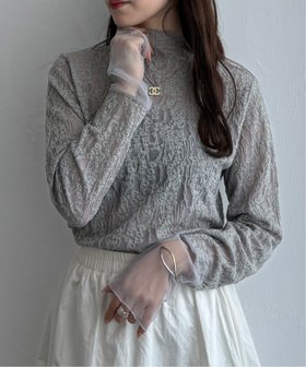 【エルビーシー/LBC】のジャカード切り替えシアーロンT 人気、トレンドファッション・服の通販 founy(ファニー) ファッション Fashion レディースファッション Fashion for Women トップス・カットソー Cut & Sew Tops ロングTシャツ・Tシャツ Longline T-Shirts & Tees インナー Innerwear シアー Sheer, See-Through ジャカード/ジャガード Jacquard, Woven Pattern スウェット / スエット Sweatshirt, Sweatwear タートルネック Turtleneck, High Neck メッシュ Mesh, Net Fabric |ID:prp329100004794868