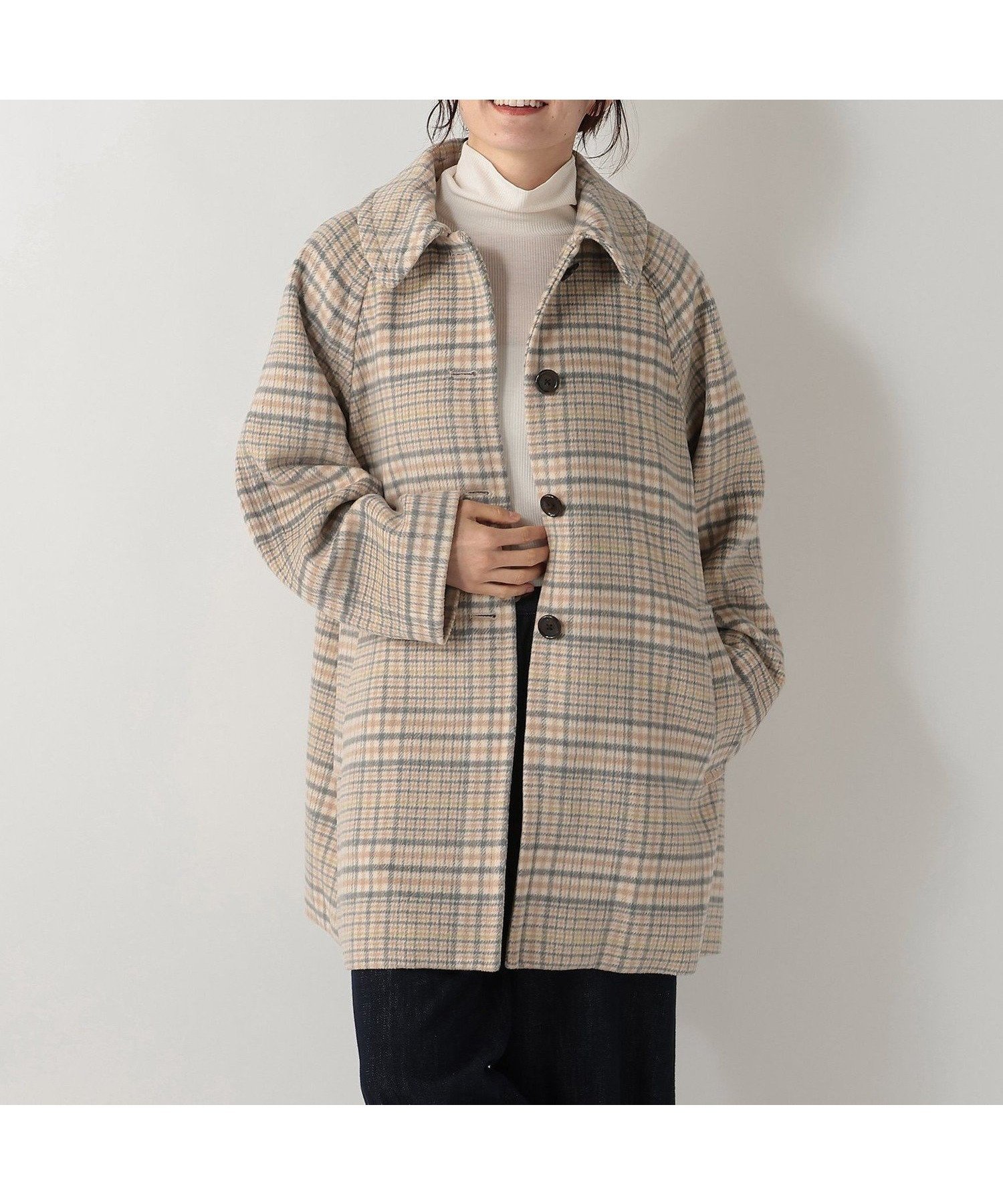 【アフタヌーンティー リビング/Afternoon Tea LIVING】のチェックステンカラーシャギーコート 人気、トレンドファッション・服の通販 founy(ファニー) 　ファッション　Fashion　レディースファッション　Fashion for Women　アウター　Coat / Outerwear Collection　コート・ロングコート・ピーコート　Long Coats, Peacoats & More　おすすめ　Recommended / Our Picks　クラシック　Classic, Timeless Style　シューズ　Shoes, Footwear　スリーブ　Sleeve, Long Sleeve / Short Sleeve　チェック　Check, Plaid, Tartan　フロント　Front, Front Design　ポケット　Pocket, Pocket Detail　 other-1|ID: prp329100004794897 ipo3291000000035019823