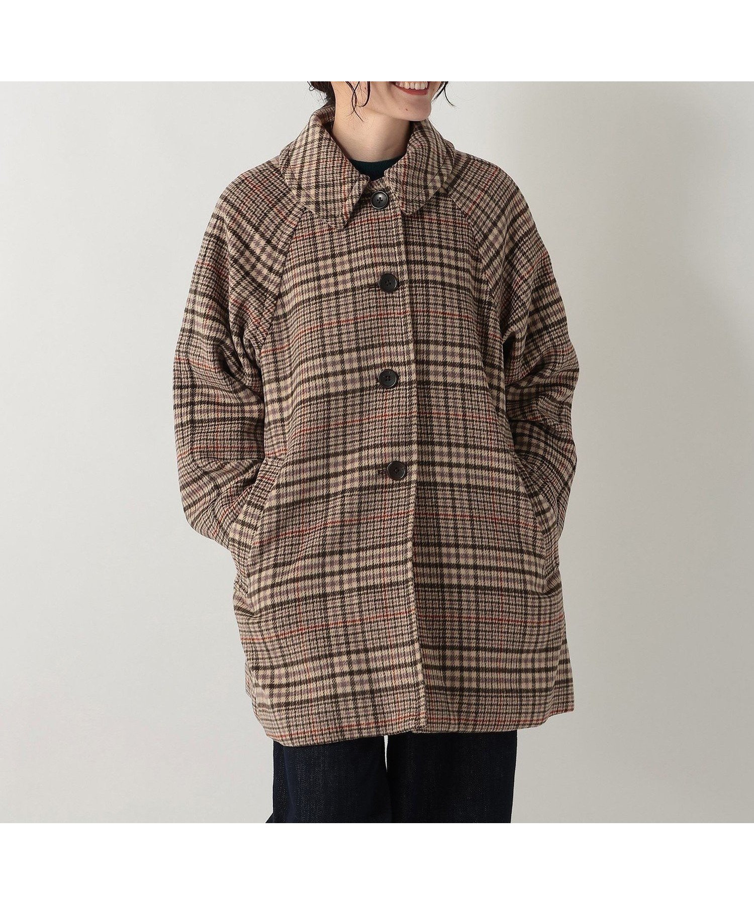 【アフタヌーンティー リビング/Afternoon Tea LIVING】のチェックステンカラーシャギーコート インテリア・キッズ・メンズ・レディースファッション・服の通販 founy(ファニー) 　ファッション　Fashion　レディースファッション　Fashion for Women　アウター　Coat / Outerwear Collection　コート・ロングコート・ピーコート　Long Coats, Peacoats & More　おすすめ　Recommended / Our Picks　クラシック　Classic, Timeless Style　シューズ　Shoes, Footwear　スリーブ　Sleeve, Long Sleeve / Short Sleeve　チェック　Check, Plaid, Tartan　フロント　Front, Front Design　ポケット　Pocket, Pocket Detail　ブラウン|ID: prp329100004794897 ipo3291000000035019825