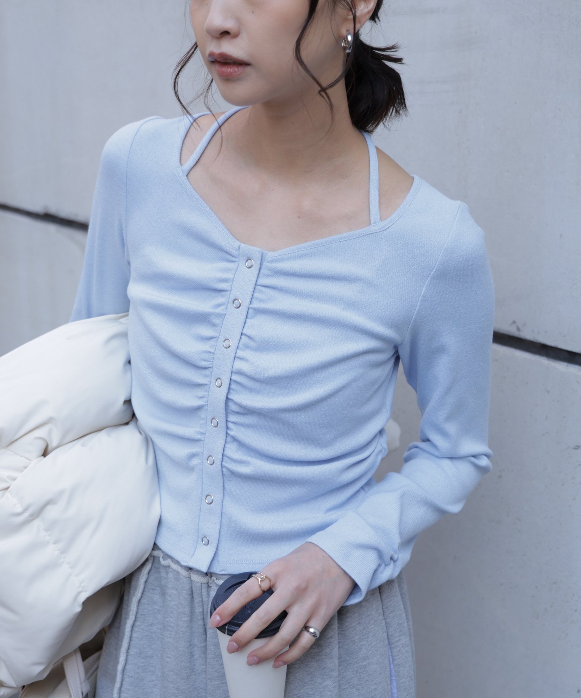 【フリーズマート/FREE'S MART】のフロントギャザーデコルテカットソー インテリア・キッズ・メンズ・レディースファッション・服の通販 founy(ファニー) ファッション Fashion レディースファッション Fashion for Women トップス・カットソー Cut & Sew Tops カットソー・ベーシックTシャツ Cut-and-Sewn Tops / Stretch Tees & Basics おすすめ Recommended / Our Picks ウォーム Warm Fabric ギャザー Gathered, Ruffled フィット Fit, Slim Fit サックス|ID: prp329100004794913 ipo3291000000034790049