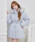 【ナイスクラップ/NICE CLAUP】のベルト付きフェイクファーフードフェイクダウン サックスブルー|ID: prp329100004794925 ipo3291000000034790110