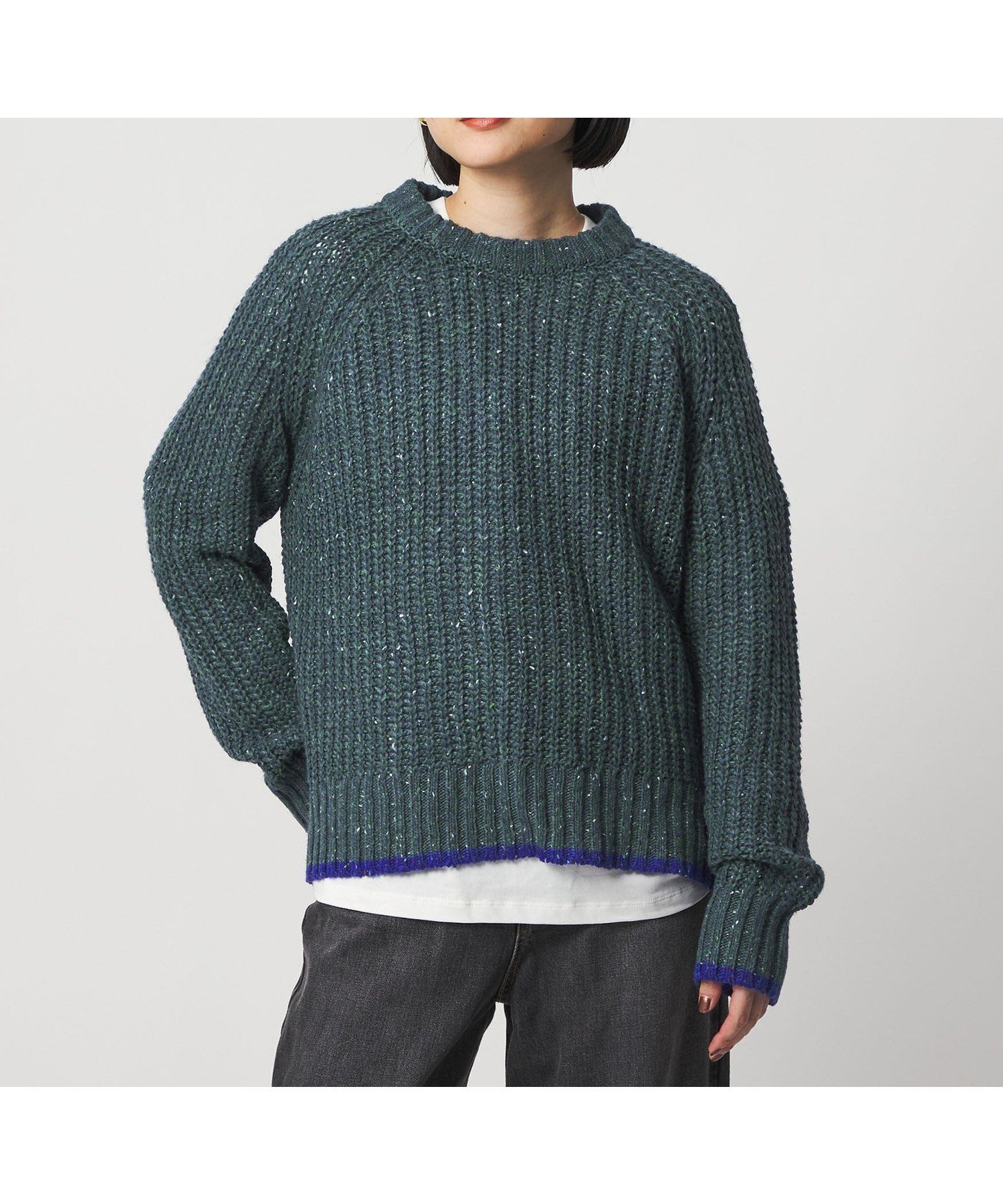 【ユナイテッドアローズ/UNITED ARROWS】のアゼ ネップ バイカラー ハイネックニット A DAY IN THE LIFE インテリア・キッズ・メンズ・レディースファッション・服の通販 founy(ファニー) 　ファッション　Fashion　レディースファッション　Fashion for Women　トップス・カットソー　Cut & Sew Tops　ニット　Knit Tops & Sweaters　畦　Ribbed Knit　コーデュロイ　Corduroy, Cord Fabric　サテン　Satin, Glossy Fabric　シンプル　Simple, Minimal　デニム　Denim, Jeans Material　トレンド　Trend, Trending Now　ネップ　Nepp, Slub Yarn　ハイネック　High Neck, Mock Neck　バランス　Balance, Style Balance　冬　Winter / This Winter　アウトレット　Outlet / Clearance　おすすめ　Recommended / Our Picks　ビジネス 仕事 通勤　Business / Work / Commuting　DK.GREEN|ID: prp329100004794933 ipo3291000000034790157