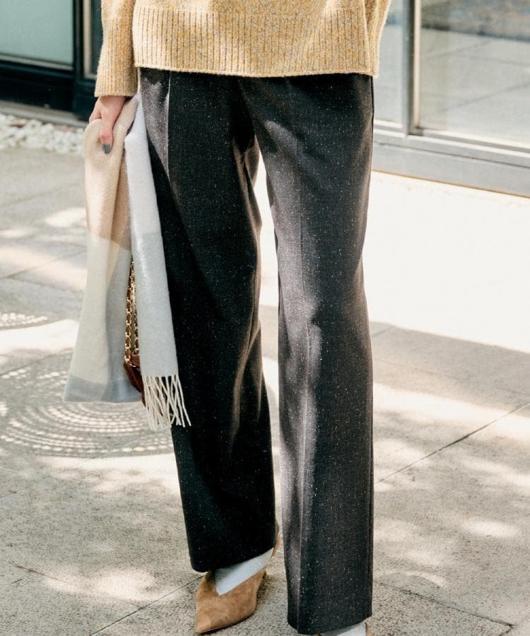 【アンタイトル/UNTITLED】の【ワイド/後ろゴム/シーズンレス】シルクネップツイードパンツ インテリア・キッズ・メンズ・レディースファッション・服の通販 founy(ファニー) 　ファッション　Fashion　レディースファッション　Fashion for Women　パンツ　Pants & Trousers　カットソー　Cut and Sewn Top　クラシック　Classic, Timeless Style　シルク　Silk, 100% Silk　スマート　Smart, Elegant　ツイード　Twill, Twill Weave　ネップ　Nepp, Slub Yarn　フィット　Fit, Slim Fit　ポケット　Pocket, Pocket Detail　リラックス　Relax, Relaxed Fit　ワイド　Wide, Wide Fit　エレガント 上品　Elegant　A/W・秋冬　Autumn/Winter　ブラウン|ID: prp329100004794965 ipo3291000000035182721