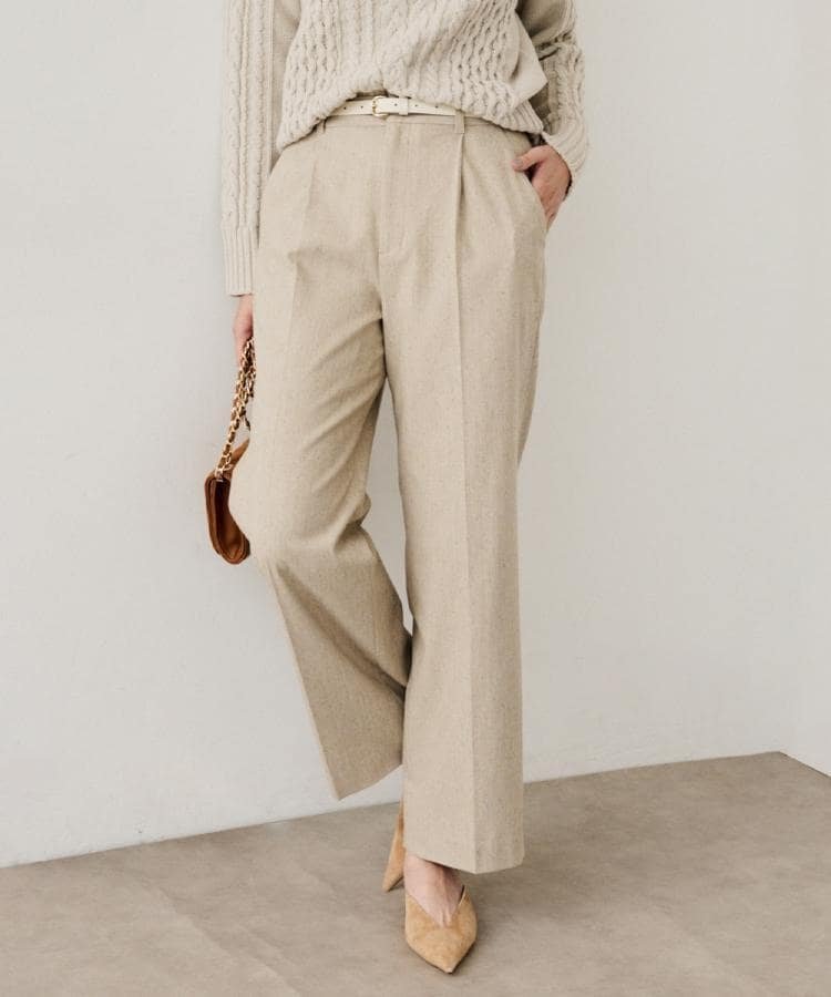 【アンタイトル/UNTITLED】の【ワイド/後ろゴム/シーズンレス】シルクネップツイードパンツ インテリア・キッズ・メンズ・レディースファッション・服の通販 founy(ファニー) 　ファッション　Fashion　レディースファッション　Fashion for Women　パンツ　Pants & Trousers　カットソー　Cut and Sewn Top　クラシック　Classic, Timeless Style　シルク　Silk, 100% Silk　スマート　Smart, Elegant　ツイード　Twill, Twill Weave　ネップ　Nepp, Slub Yarn　フィット　Fit, Slim Fit　ポケット　Pocket, Pocket Detail　リラックス　Relax, Relaxed Fit　ワイド　Wide, Wide Fit　エレガント 上品　Elegant　A/W・秋冬　Autumn/Winter　ライトベージュ|ID: prp329100004794965 ipo3291000000035182722