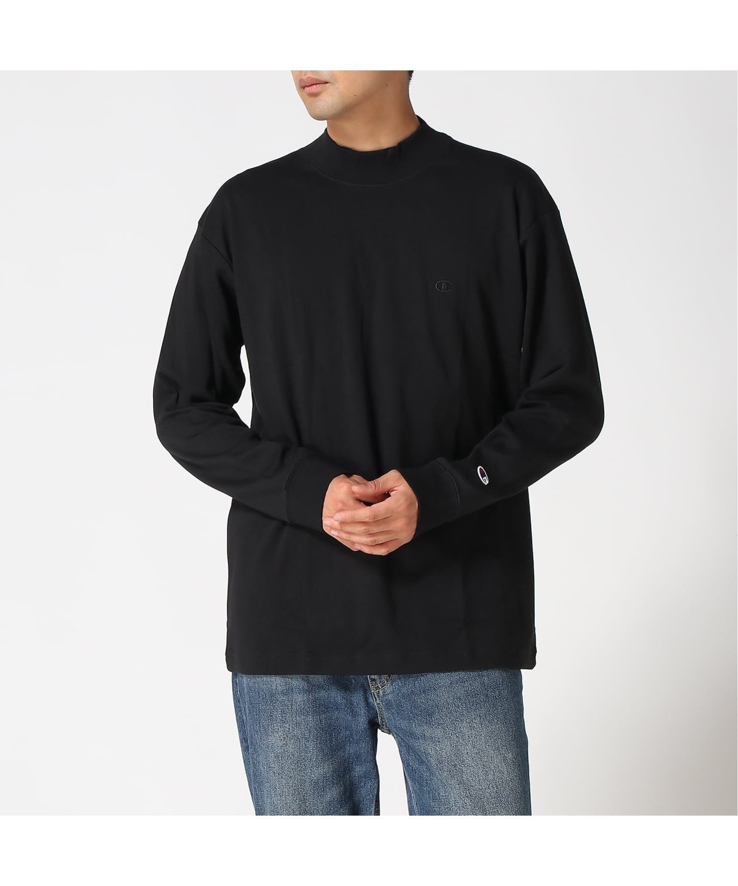 【ハンドサイン/HAND SIGN】のChampion/C3-C427 MOCK NECK LS T インテリア・キッズ・メンズ・レディースファッション・服の通販 founy(ファニー) 　ファッション　Fashion　レディースファッション　Fashion for Women　ハイネック　High Neck, Mock Neck　ベーシック　Basic, Essential　モックネック　Mock Neck, Short Turtleneck　ブラック|ID: prp329100004794966 ipo3291000000034790358