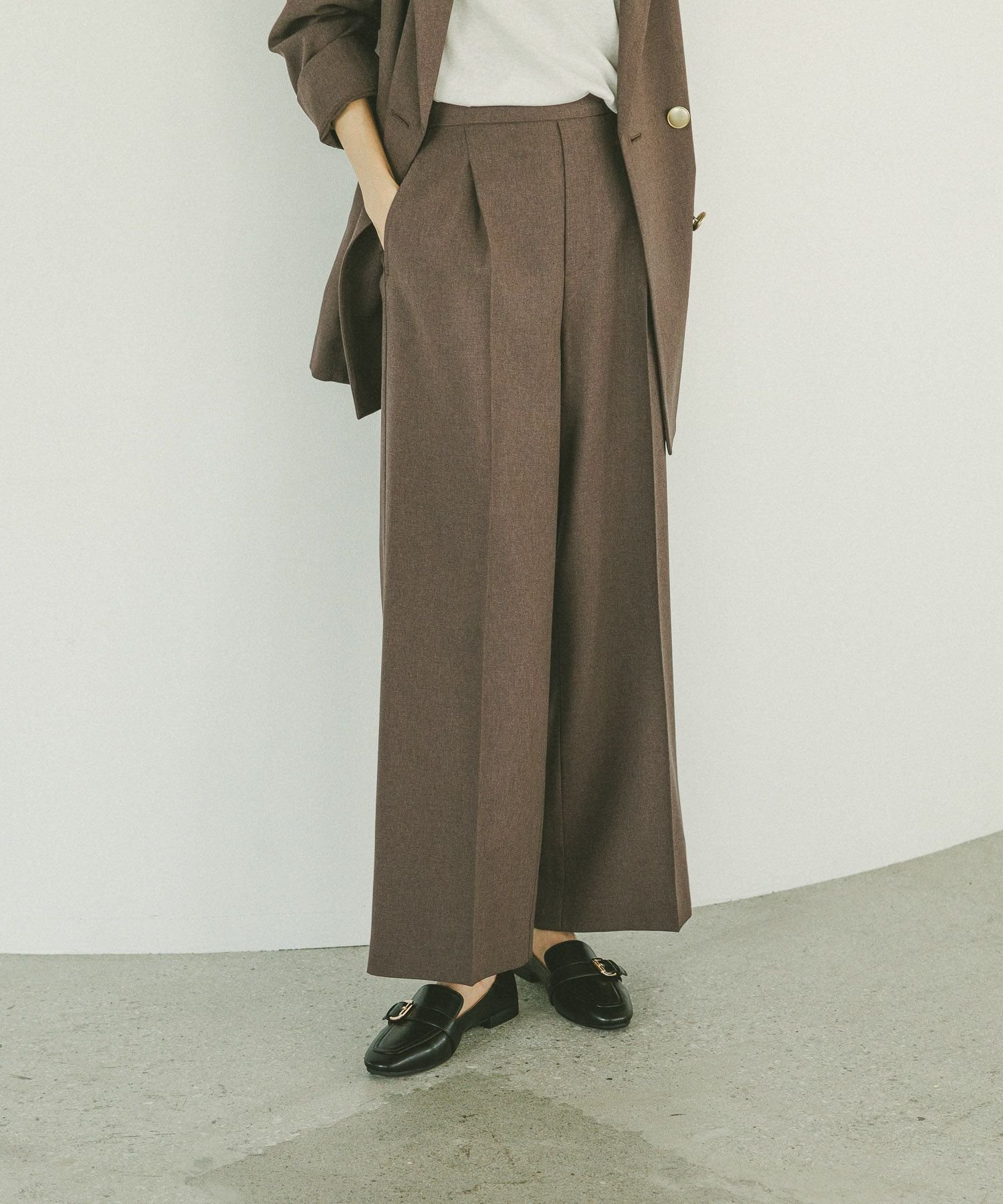 【グローバルワーク/GLOBAL WORK】のお手入れラクラクセットアップ/ワイドパンツ/498376 人気、トレンドファッション・服の通販 founy(ファニー) ファッション Fashion レディースファッション Fashion for Women セットアップ Matching Sets レディースパンツ・ボトムス Pants & Trousers / Bottoms ギャザー Gathered, Ruffled ジャケット Jacket, Outerwear ストレッチ Stretch, Stretchy Fabric セットアップ Set-Up, Coordinated Outfit センター Center, Center Line ミックス Mix, Mixed Style メランジ Melange, Mixed Yarn ワイド Wide, Wide Fit エレガント 上品 Elegant other-1|ID: prp329100004794984 ipo3291000000034790452