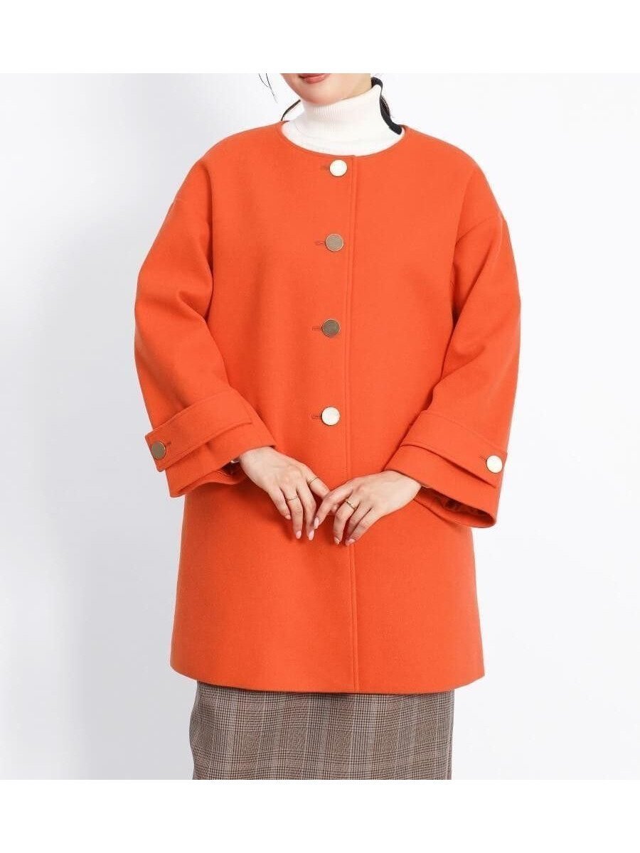 【ヴァン/Vin】のゴールドボタンノーカラーコート 人気、トレンドファッション・服の通販 founy(ファニー) 　ファッション　Fashion　レディースファッション　Fashion for Women　アウター　Coat / Outerwear Collection　コート・ロングコート・ピーコート　Long Coats, Peacoats & More　エレガント 上品　Elegant　ストール　Stole, Wrap　ハイネック　High Neck, Mock Neck　ベーシック　Basic, Essential　リュクス　Luxury, Elegant, High-End, Chic　 other-1|ID: prp329100004795009 ipo3291000000034870230