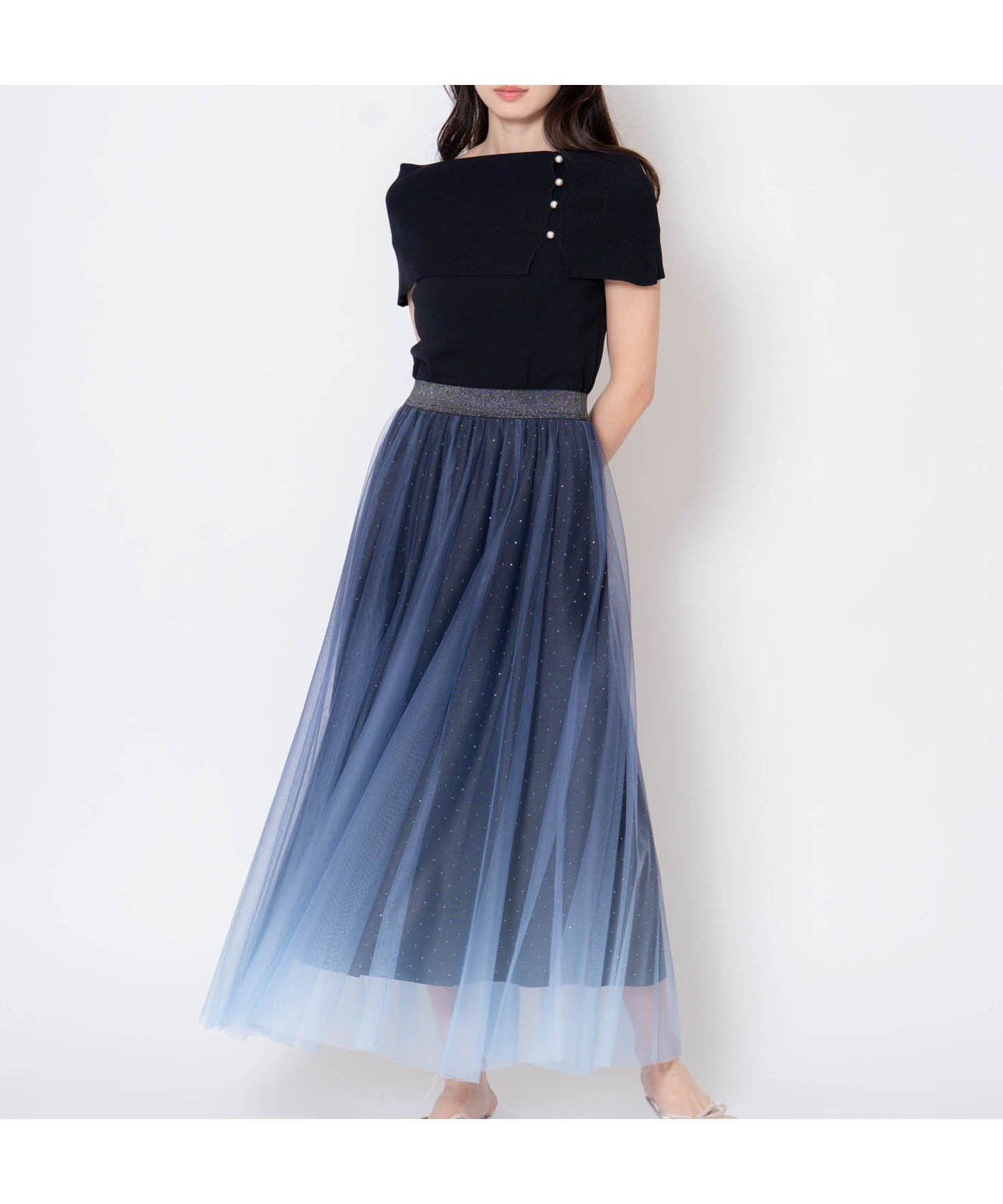 【ノエラ/Noela】の【追加生産】グラデーションスタッズスカート インテリア・キッズ・メンズ・レディースファッション・服の通販 founy(ファニー) 　ファッション　Fashion　レディースファッション　Fashion for Women　スカート　Skirts　グラデーション　Gradient, Ombre　スタッズ　Studs, Metal Accents　チュール　Tulip, Tulip Motif　プリント　Print, Printed Pattern　ポケット　Pocket, Pocket Detail　ブラック|ID: prp329100004795071 ipo3291000000034790912