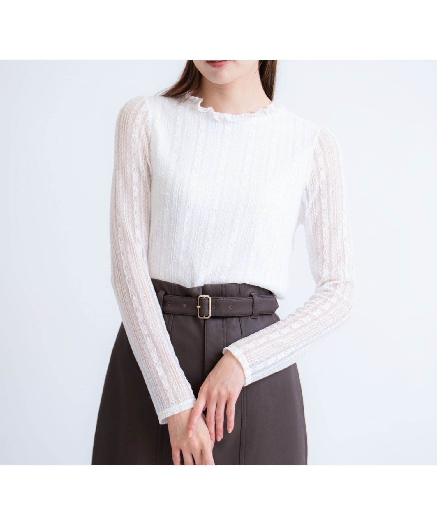 【ノエラ/Noela】のシアーレースカットソー インテリア・キッズ・メンズ・レディースファッション・服の通販 founy(ファニー) 　ファッション　Fashion　レディースファッション　Fashion for Women　トップス・カットソー　Cut & Sew Tops　カットソー・ベーシックTシャツ　Cut-and-Sewn Tops / Stretch Tees & Basics　おすすめ　Recommended / Our Picks　カットソー　Cut and Sewn Top　ポケット　Pocket, Pocket Detail　オフホワイト|ID: prp329100004795078 ipo3291000000034790934