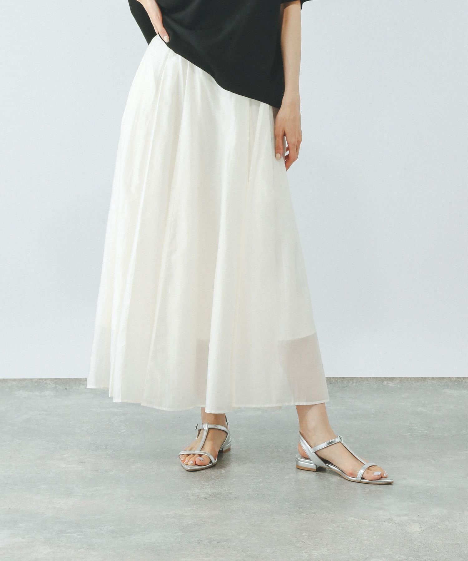 【グローバルワーク/GLOBAL WORK】のシアータックフレアスカート/571416 インテリア・キッズ・メンズ・レディースファッション・服の通販 founy(ファニー) 　ファッション　Fashion　レディースファッション　Fashion for Women　スカート　Skirts　Aライン・フレアスカート　A-Line & Flared Skirts　ギャザー　Gathered, Ruffled　シアー　Sheer, See-Through　ジャケット　Jacket, Outerwear　スウェット / スエット　Sweatshirt, Sweatwear　チェック　Check, Plaid, Tartan　フレア　Flare, Flared　夏　Summer　楽ちん　Easy Fit, Comfortable　無地　Plain, Solid Color　秋　Autumn　アイボリー08|ID: prp329100004795105 ipo3291000000034869539