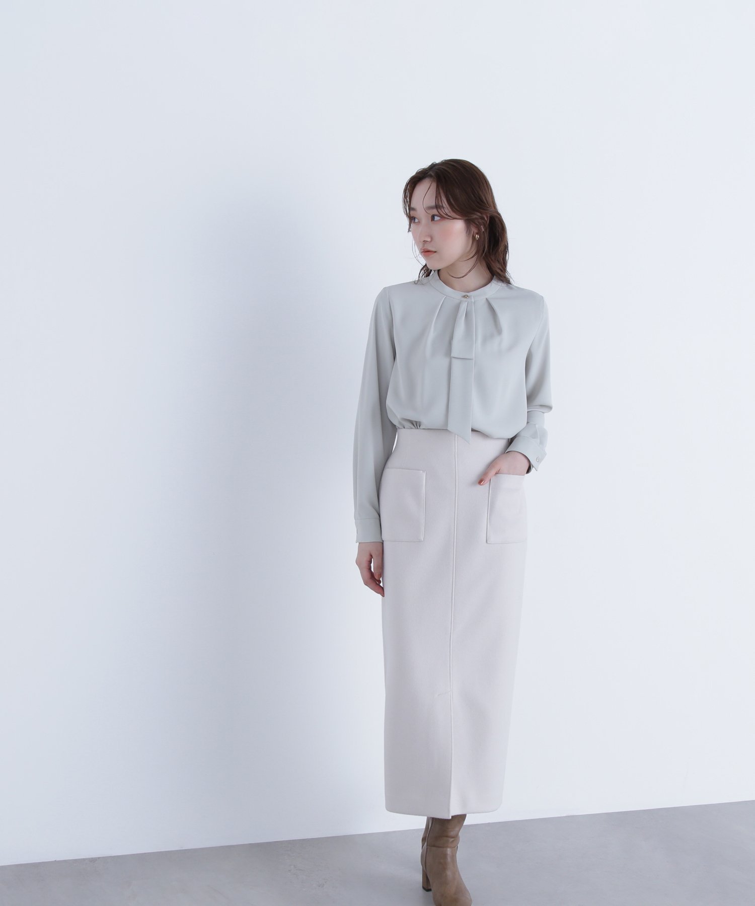 【ナチュラル ビューティー ベーシック/NATURAL BEAUTY BASIC】の圧縮ジャージーシリーズ ナロースカート インテリア・キッズ・メンズ・レディースファッション・服の通販 founy(ファニー) ファッション Fashion レディースファッション Fashion for Women スカート Skirts ストレッチ Stretch, Stretchy Fabric フレア Flare, Flared フロント Front, Front Design ポケット Pocket, Pocket Detail A/W・秋冬 Autumn/Winter オフホワイト1|ID: prp329100004795110 ipo3291000000034791091