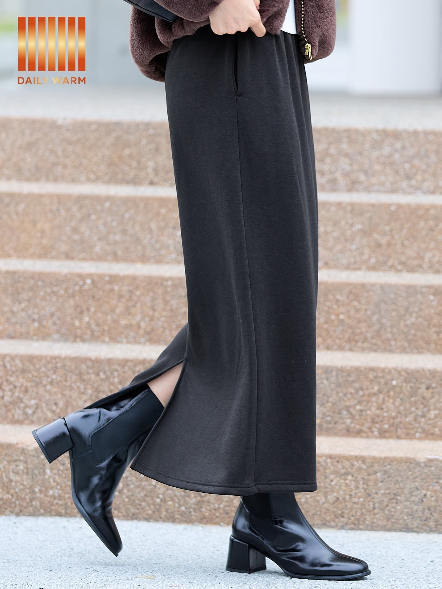 【コカ/COCA】の【DAILY WARM】裏シャギーIラインスカート インテリア・キッズ・メンズ・レディースファッション・服の通販 founy(ファニー) ファッション Fashion レディースファッション Fashion for Women スカート Skirts ウォッシャブル Machine Washable 洗える Machine Washable シンプル Simple, Minimal ジャケット Jacket, Outerwear スウェット / スエット Sweatshirt, Sweatwear ストレッチ Stretch, Stretchy Fabric スリット Slit, Slit Detail ポケット Pocket, Pocket Detail 無地 Plain, Solid Color ロング Long, Long-Length 冬 Winter / This Winter 2025年 2025 2025-2026秋冬・A/W Autumn/Winter 2025–26 AW25–26 Black|ID: prp329100004795123 ipo3291000000034842635