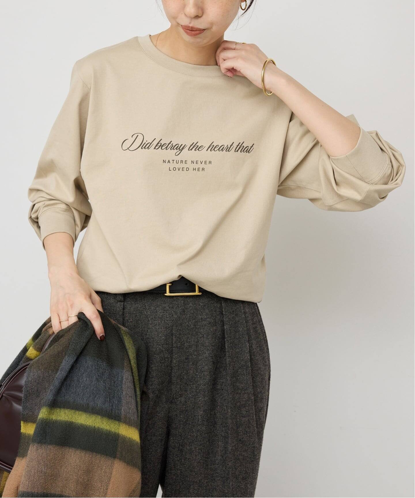 【スピック&スパン/Spick & Span】のシルケットクルーネックロゴロンT インテリア・キッズ・メンズ・レディースファッション・服の通販 founy(ファニー) 　ファッション　Fashion　レディースファッション　Fashion for Women　トップス・カットソー　Cut & Sew Tops　ロングTシャツ・Tシャツ　Longline T-Shirts & Tees　インナー　Innerwear　シルケット　Silket, Silky Cotton　シンプル　Simple, Minimal　ジャケット　Jacket, Outerwear　バランス　Balance, Style Balance　人気　Popular, Best Seller　ベージュ|ID: prp329100004795129 ipo3291000000035093029