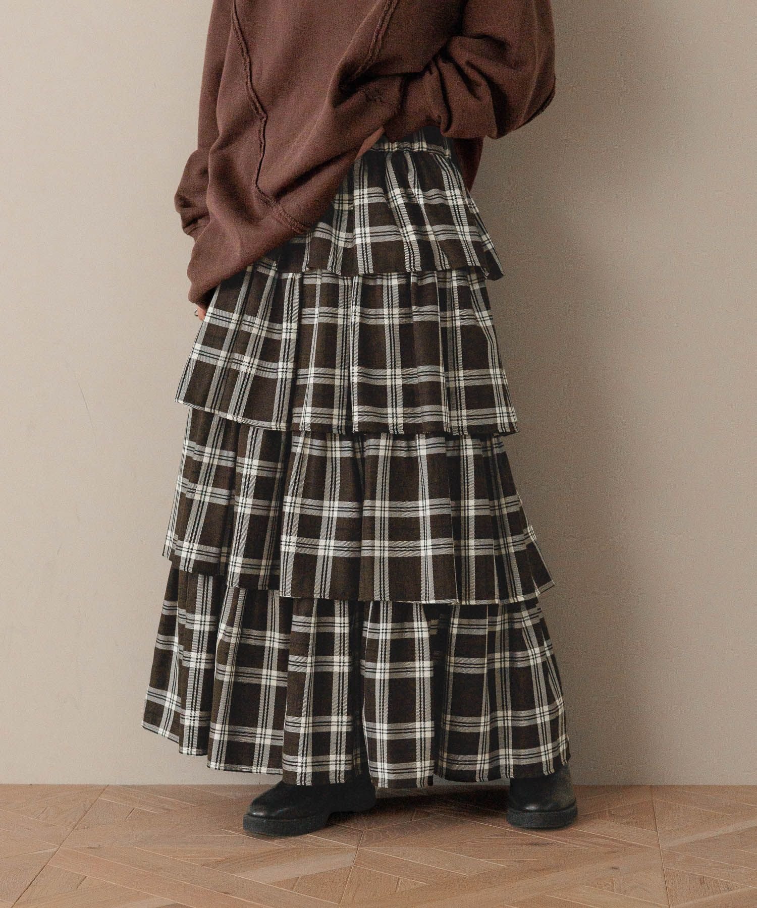 【ローリーズファーム/LOWRYS FARM】のチェックティアードスカート インテリア・キッズ・メンズ・レディースファッション・服の通販 founy(ファニー) ファッション Fashion レディースファッション Fashion for Women スカート Skirts ティアードスカート Tiered Skirts ギャザー Gathered, Ruffled シンプル Simple, Minimal ツイル Twist, Twisted Detail ティアード Tiered, Tiered Style ドレープ Drape, Draping Fabric バランス Balance, Style Balance エレガント 上品 Elegant アイボリーチェック10|ID: prp329100004795132 ipo3291000000034791197