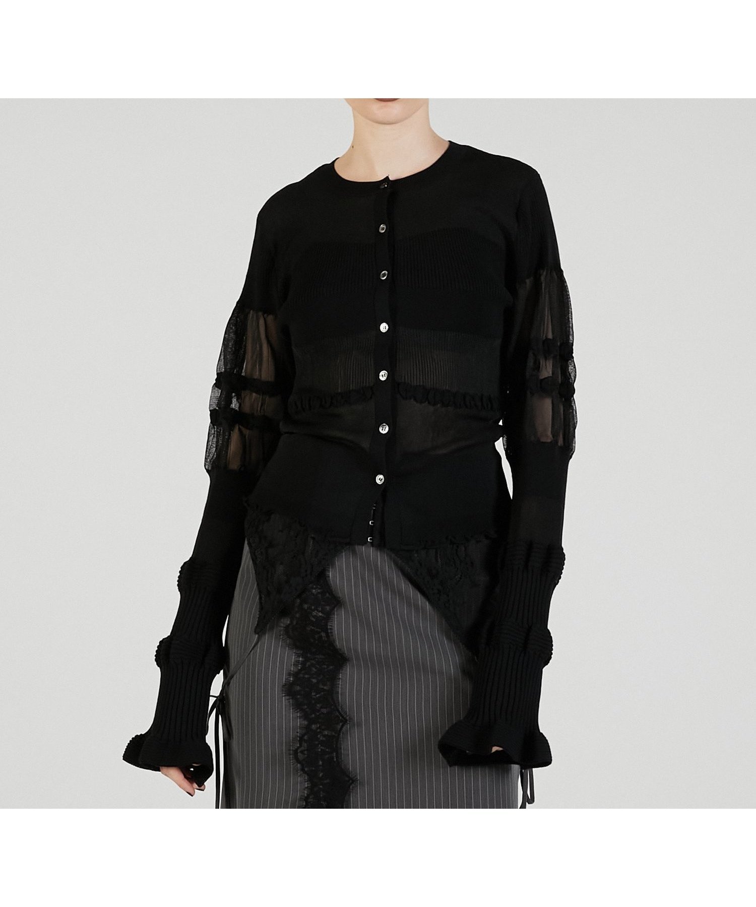 【プランク プロジェクト/PRANK PROJECT】のコントラストボーダーニットトップ 人気、トレンドファッション・服の通販 founy(ファニー) ファッション Fashion レディースファッション Fashion for Women トップス・カットソー Cut & Sew Tops ニット Knit Tops & Sweaters ギャザー Gathered, Ruffled シアー Sheer, See-Through リブニット Rib Knit, Ribbed Knit 羽織 Haori, Light Jacket other-1|ID: prp329100004795147 ipo3291000000034927266