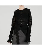 【プランク プロジェクト/PRANK PROJECT】のコントラストボーダーニットトップ 人気、トレンドファッション・服の通販 founy(ファニー) ファッション Fashion レディースファッション Fashion for Women トップス・カットソー Cut & Sew Tops ニット Knit Tops & Sweaters ギャザー Gathered, Ruffled シアー Sheer, See-Through リブニット Rib Knit, Ribbed Knit 羽織 Haori, Light Jacket thumbnail BLK|ID: prp329100004795147 ipo3291000000034927268